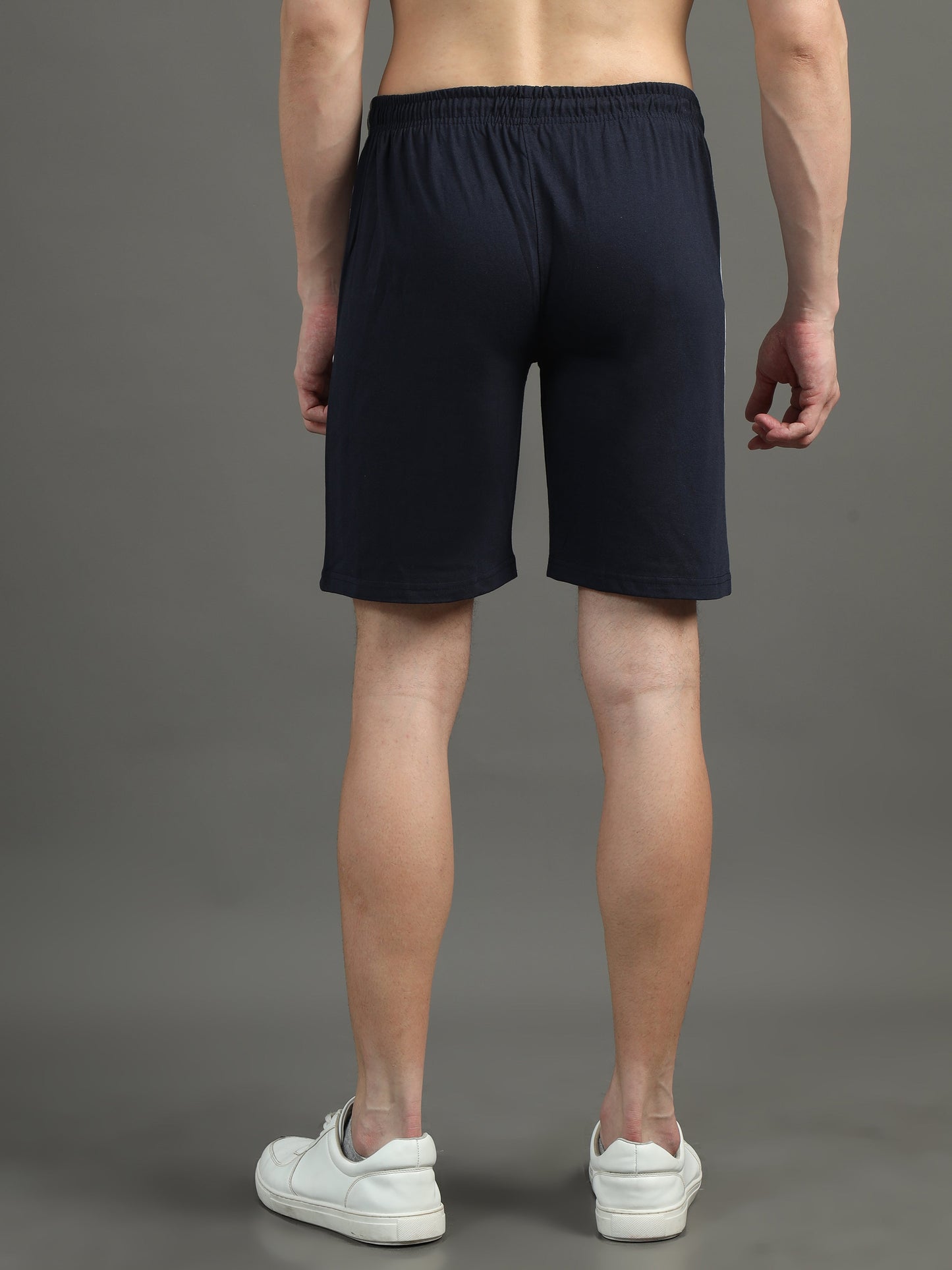 Mens Premium Navy Shorts With Side Cut And Zip Pockets TK711