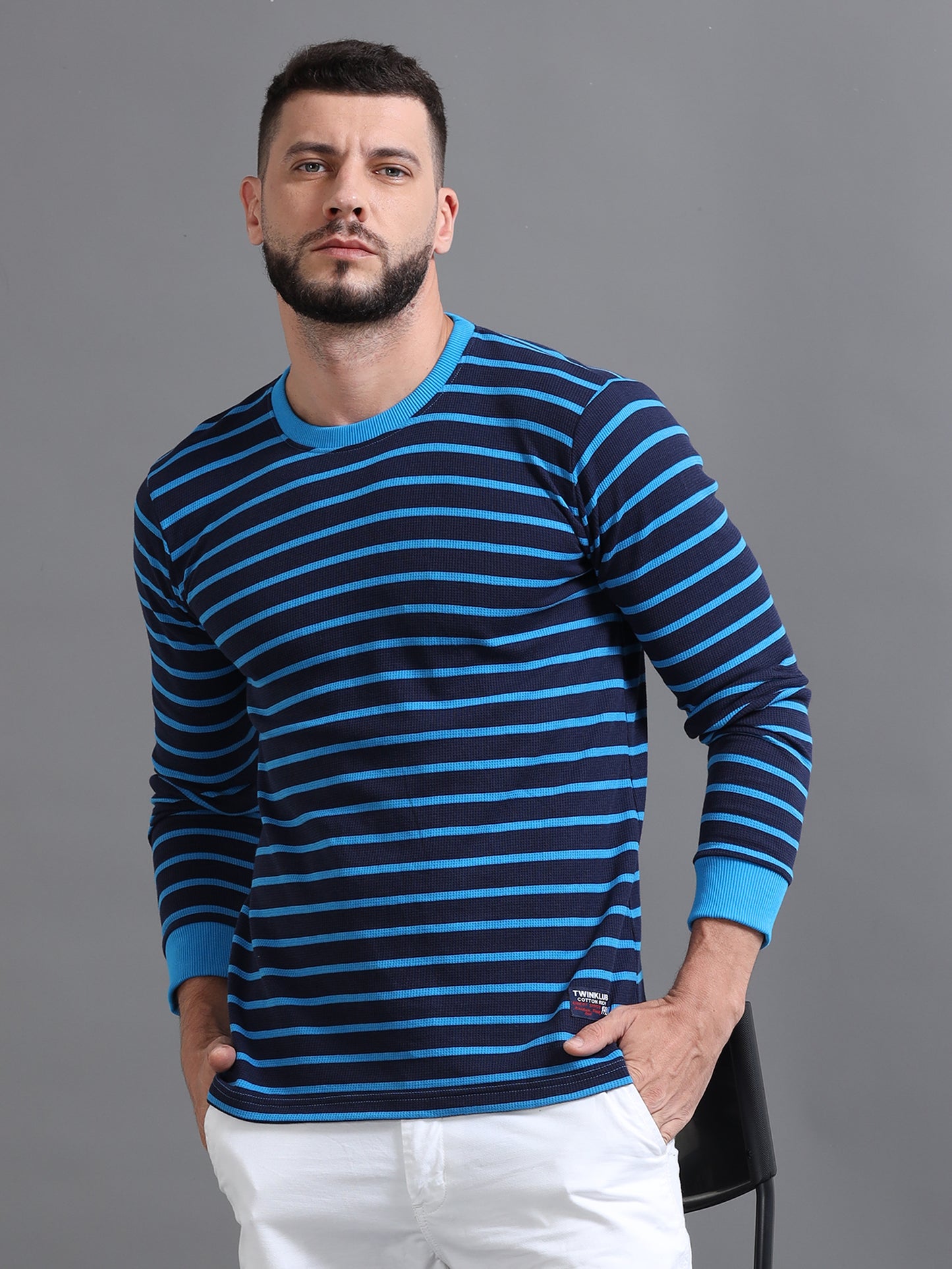 Mens Pullover Blue Full Sleeve Tees TK712