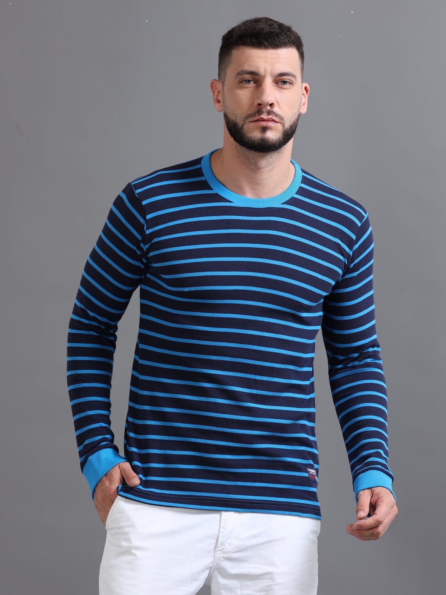 Mens Pullover Blue Full Sleeve Tees TK712