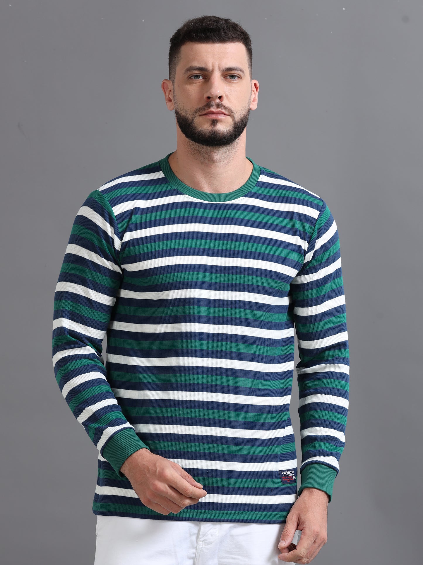 Mens Pullover Dark Green Full Sleeve Tees TK712