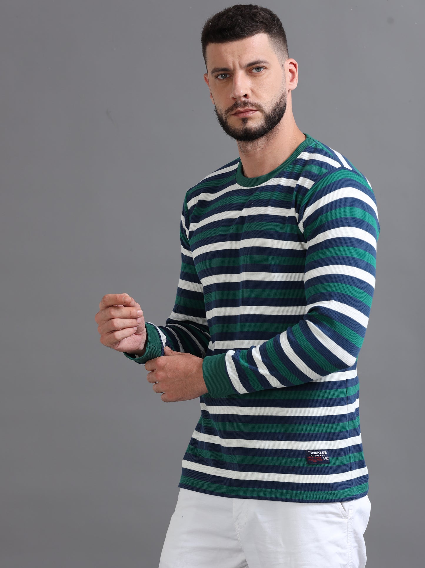 Mens Pullover Dark Green Full Sleeve Tees TK712