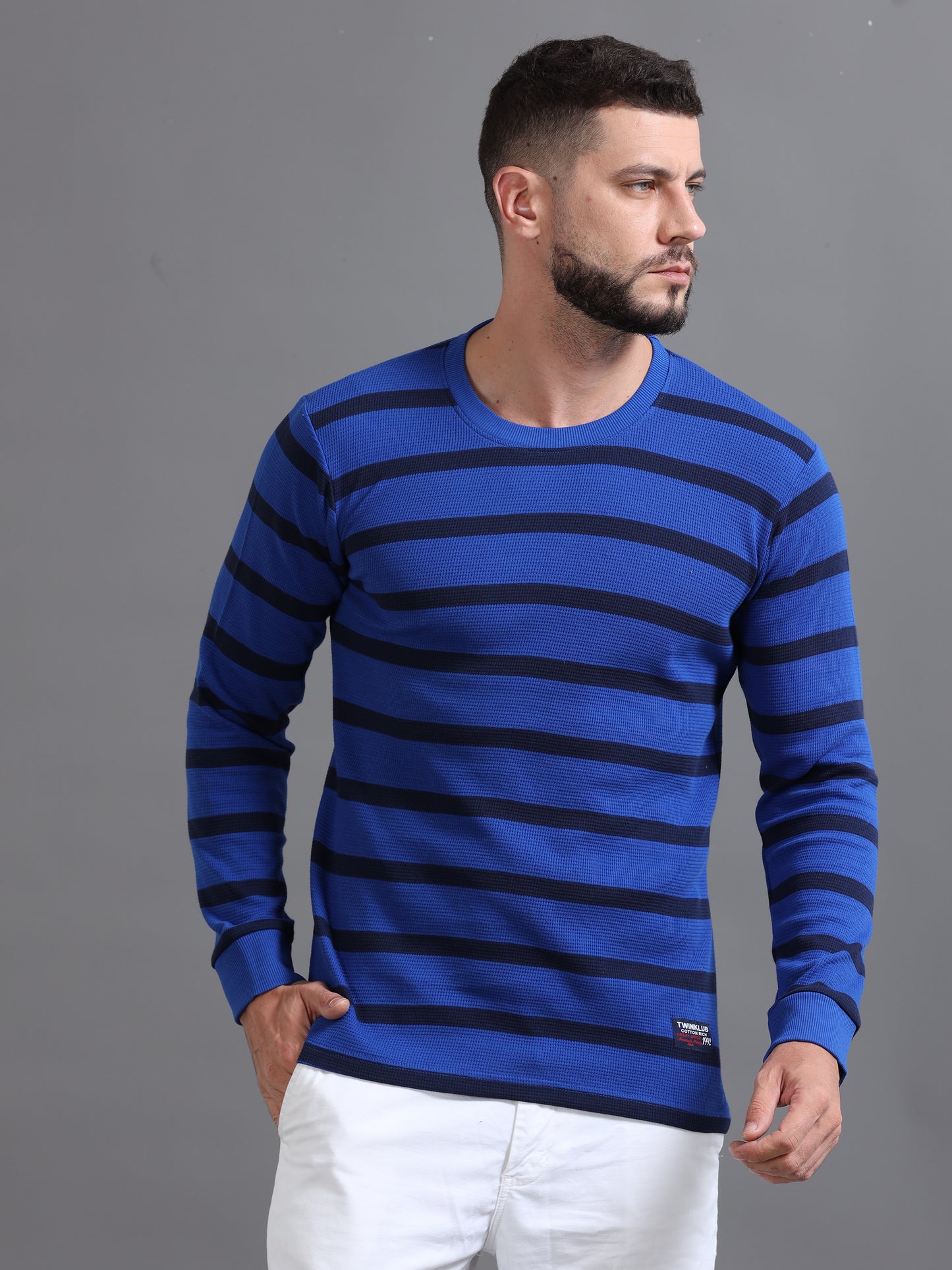 Mens Pullover Royal Blue Full Sleeve Tees TK712