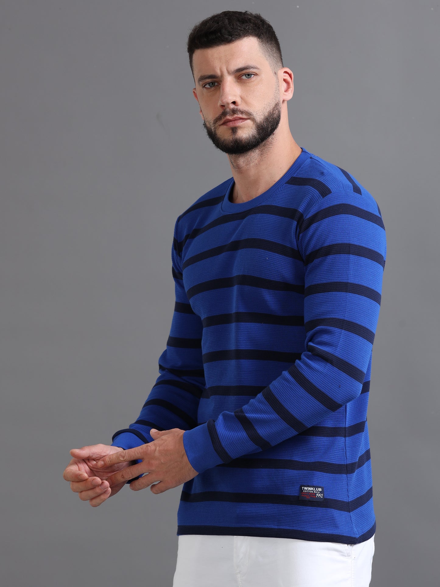 Mens Pullover Royal Blue Full Sleeve Tees TK712