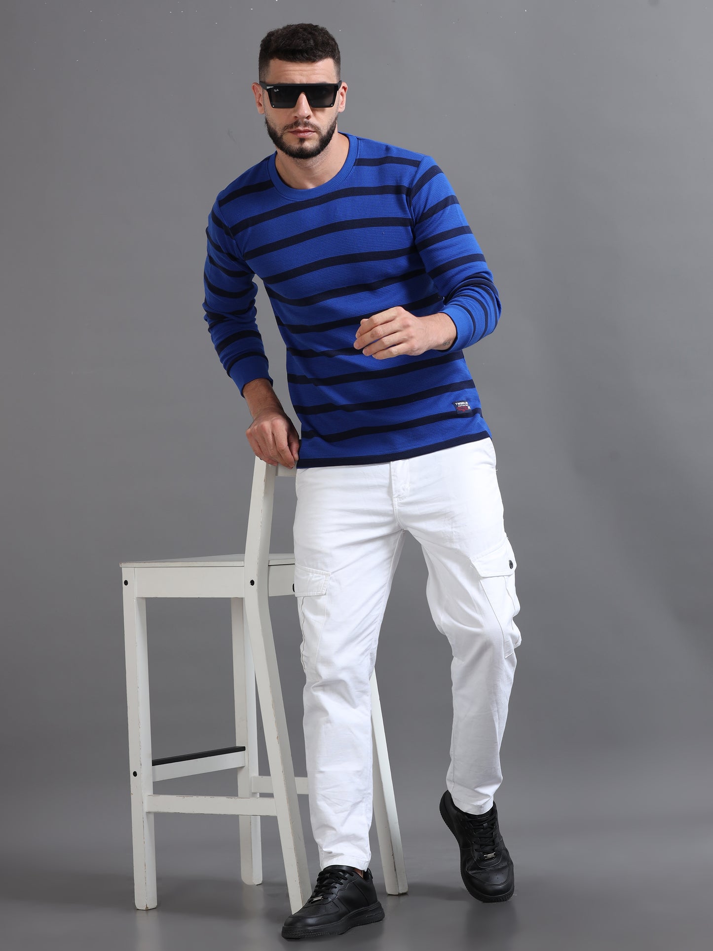 Mens Pullover Royal Blue Full Sleeve Tees TK712