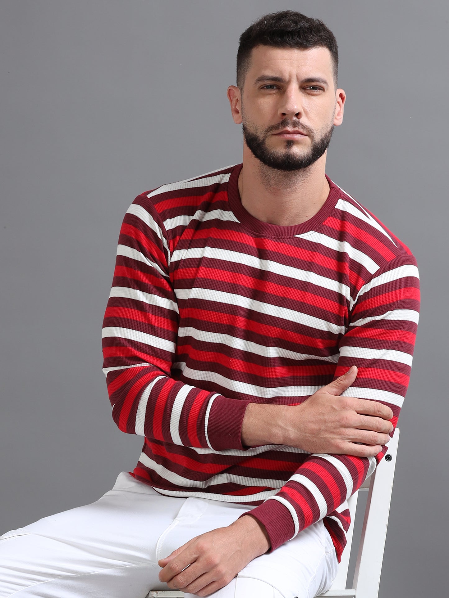 Mens Pullover Red Full Sleeve Tees TK712