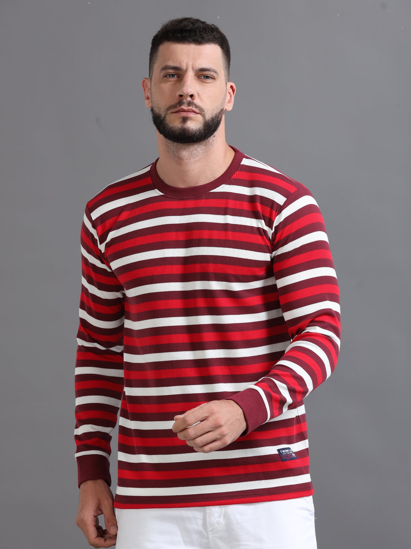 Mens Pullover Red Full Sleeve Tees TK712