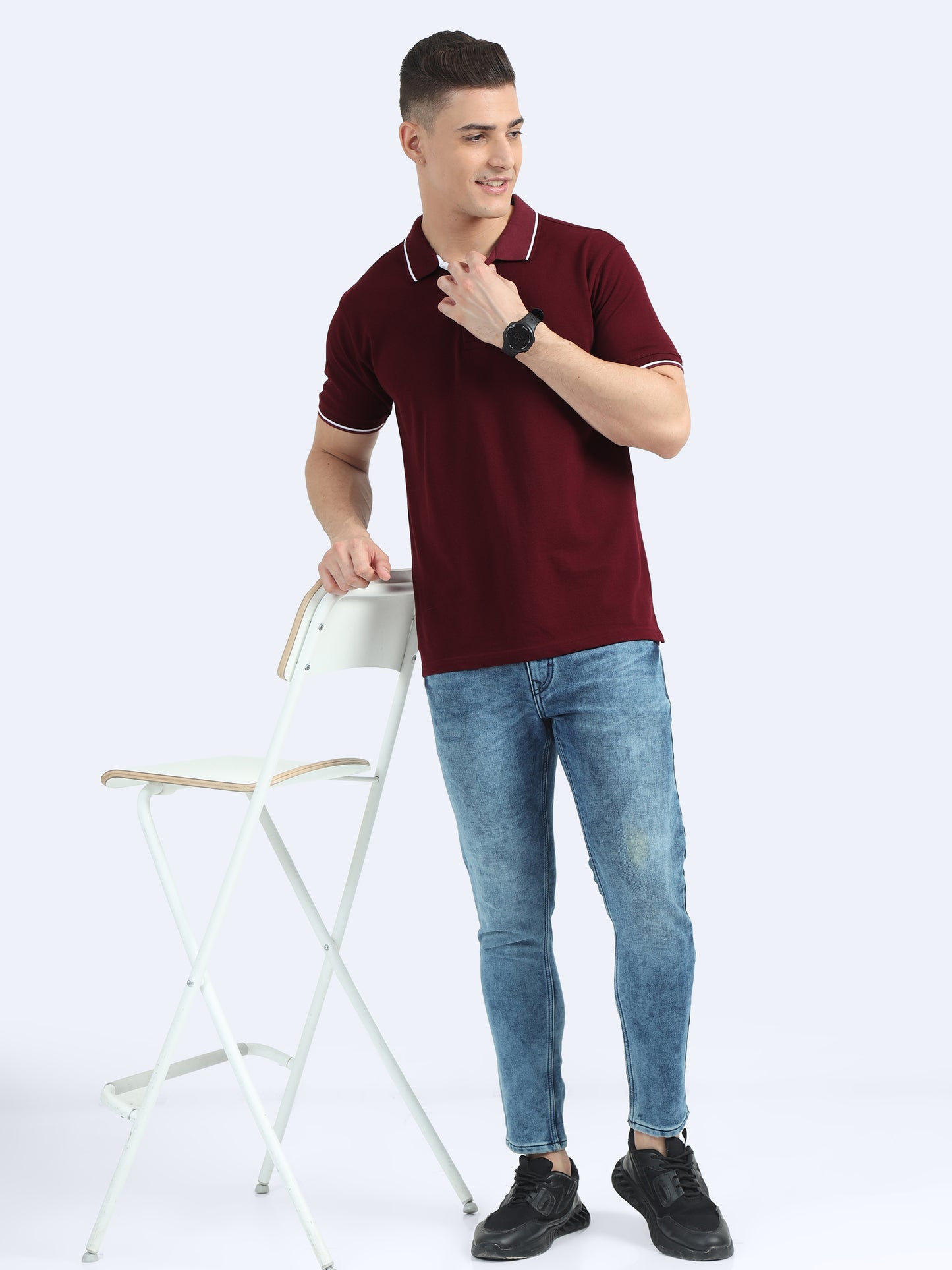 Mens Premium Maroon Polo T-shirt TK707