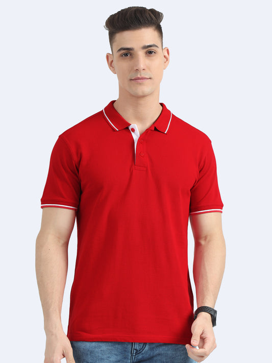 Mens Premium Red Polo T-shirt TK707