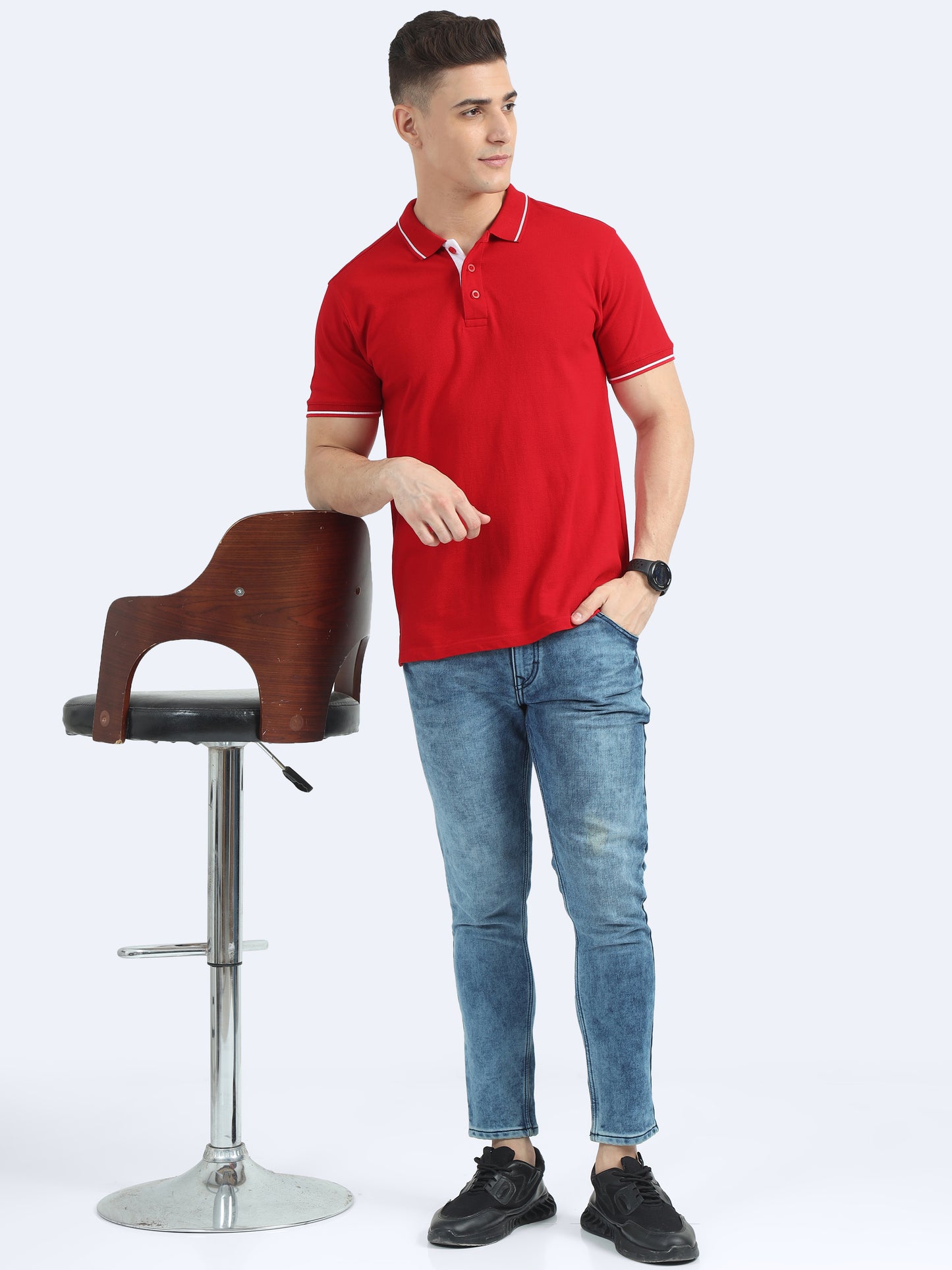 Mens Premium Red Polo T-shirt TK707