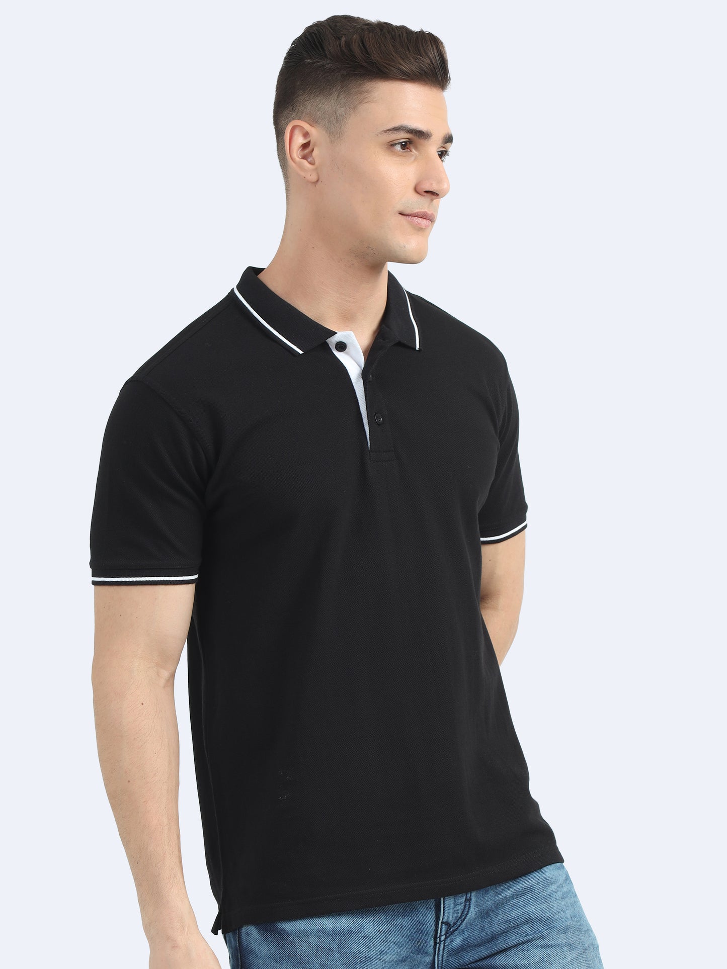 Mens Premium Balck Polo T-shirt TK707