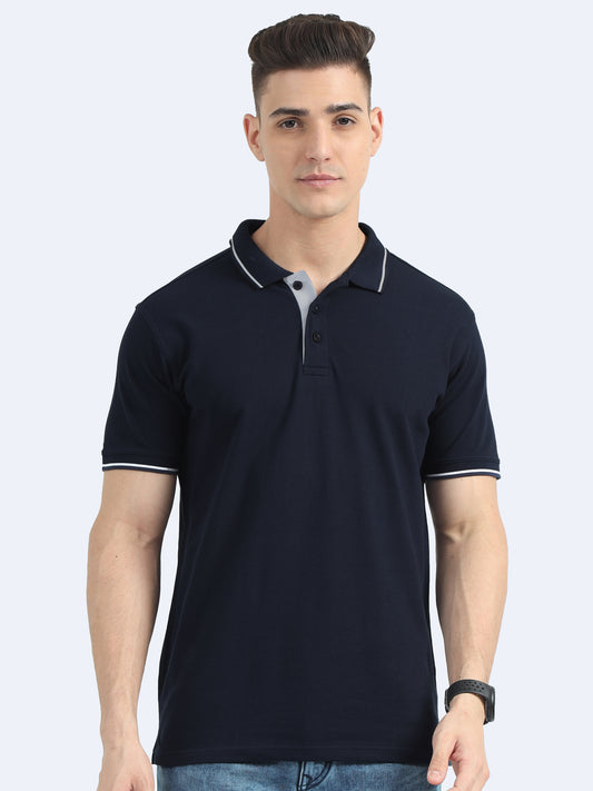 Mens Premium Navy Polo T-shirt TK707