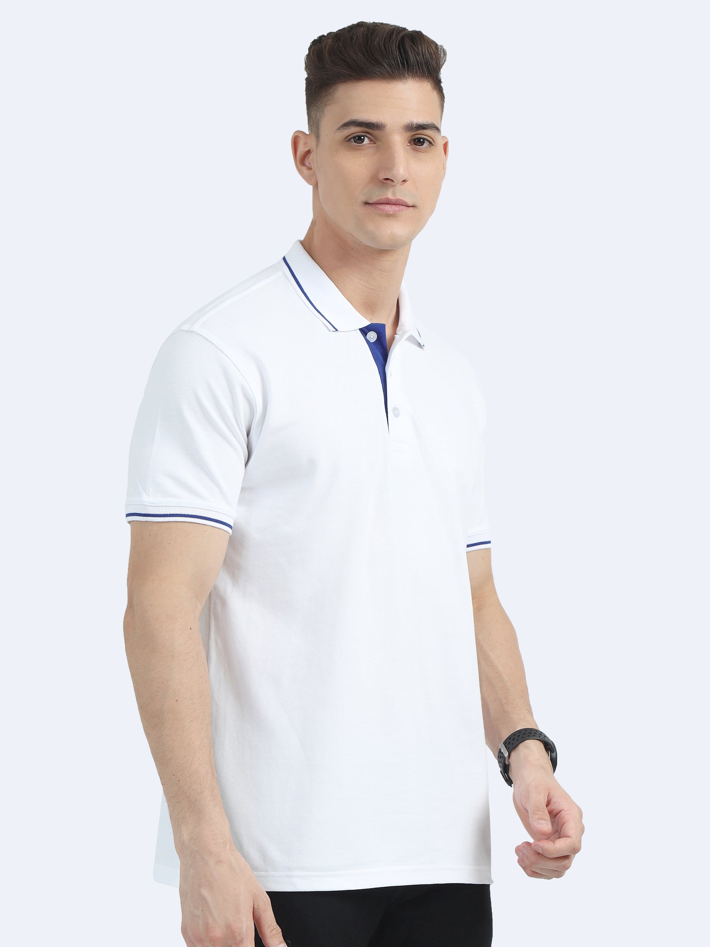 Mens Premium White Polo T-shirt TK707