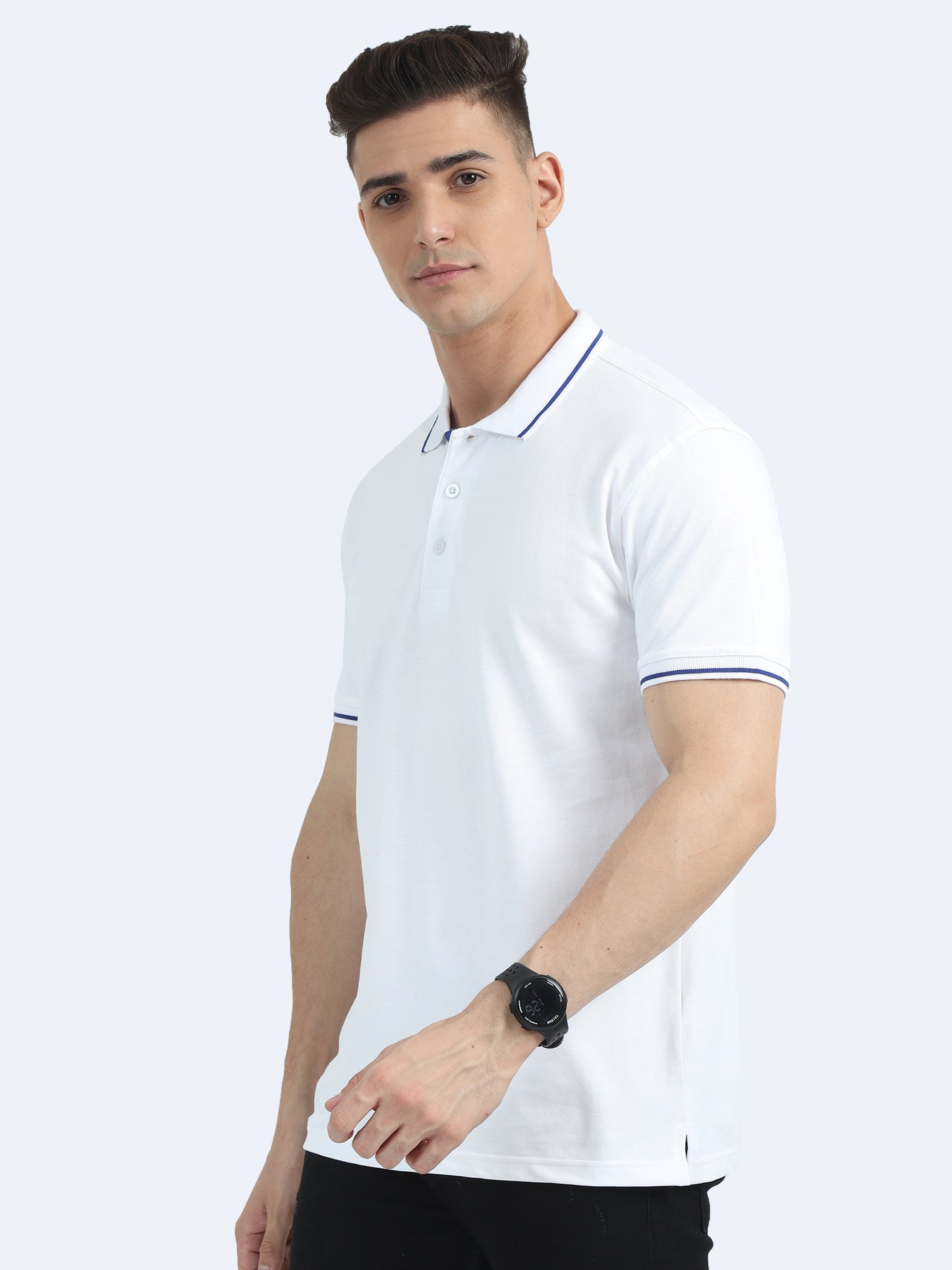 Mens Premium White Polo T-shirt TK707