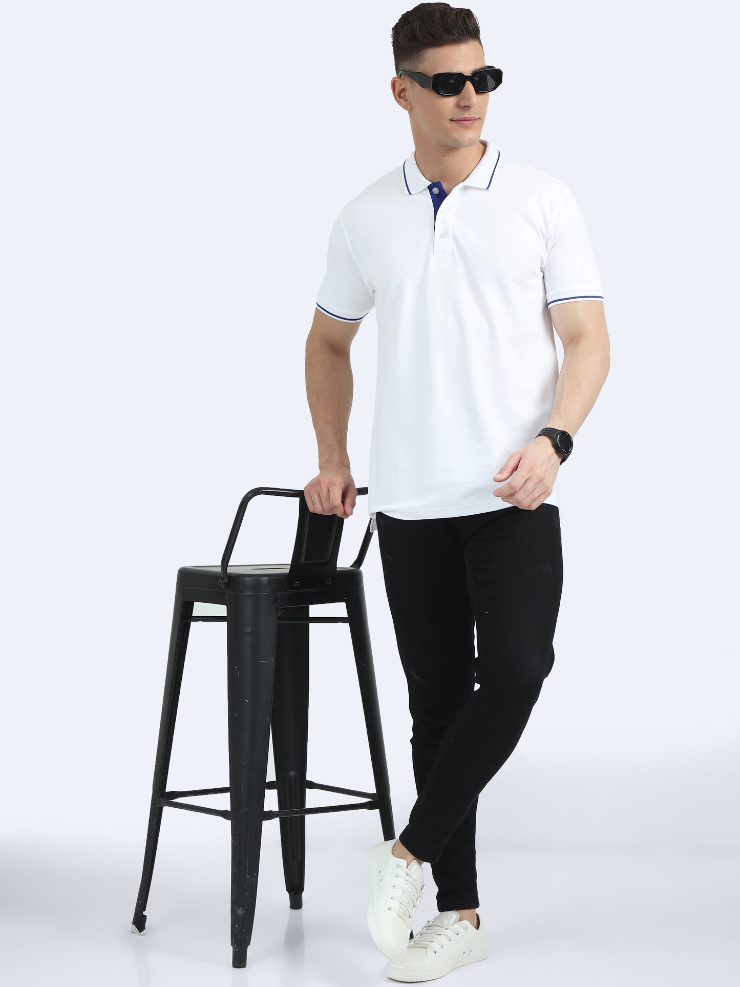 Mens Premium White Polo T-shirt TK707