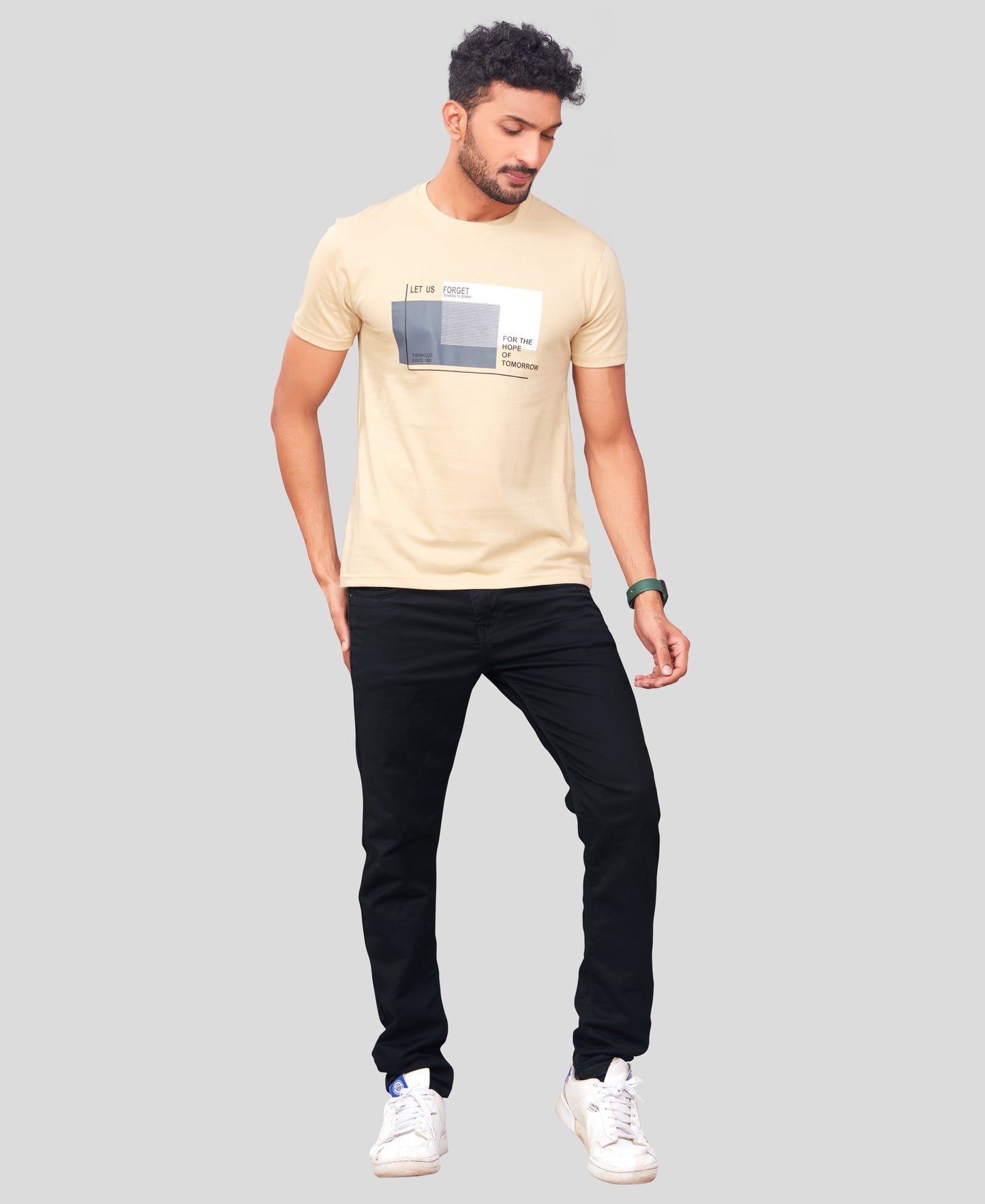 Men's Sand Beige Graphic Tees TK722