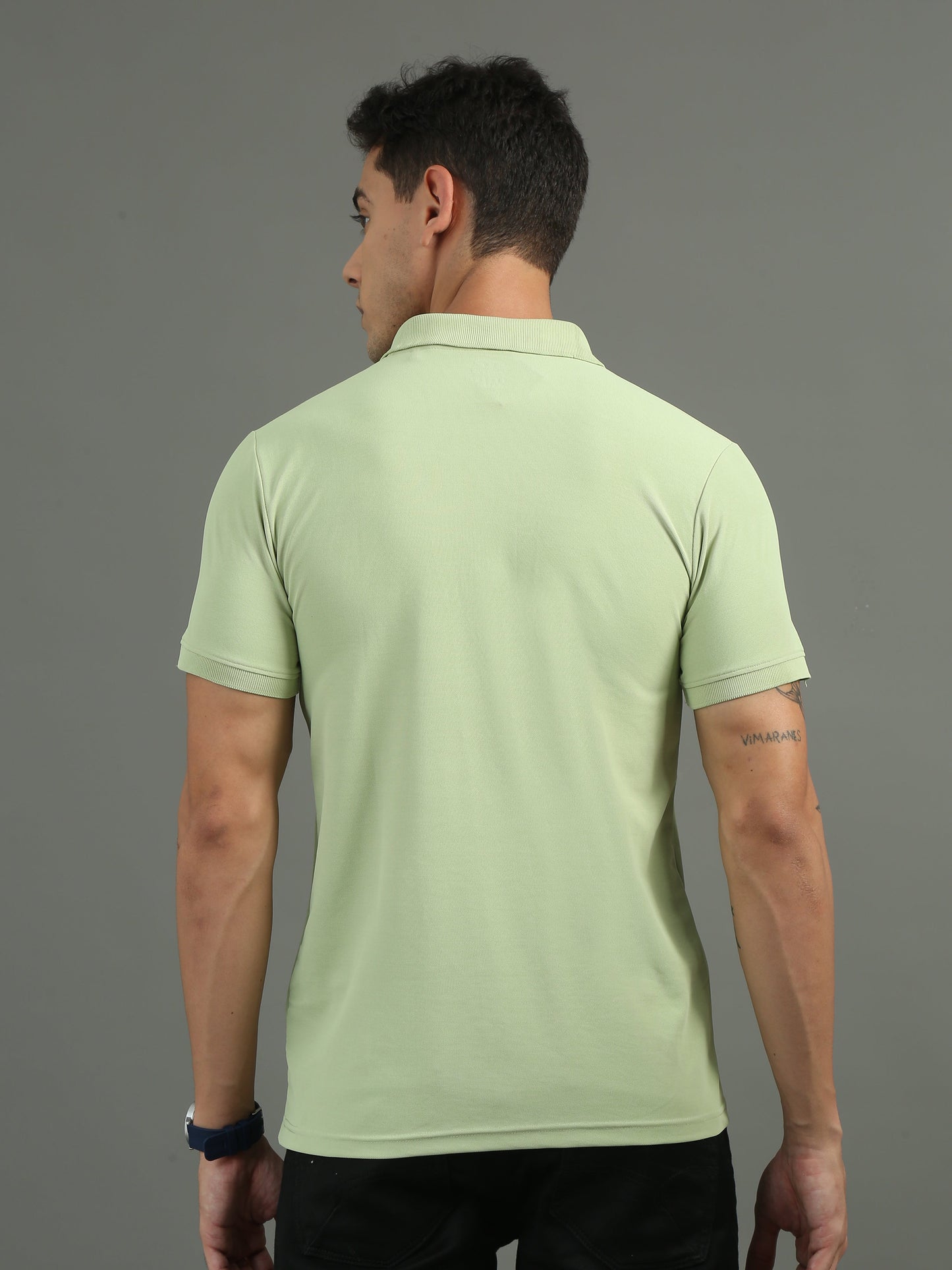 Mens Dryfit Mint Green Color Blocked Polo Tees TK716