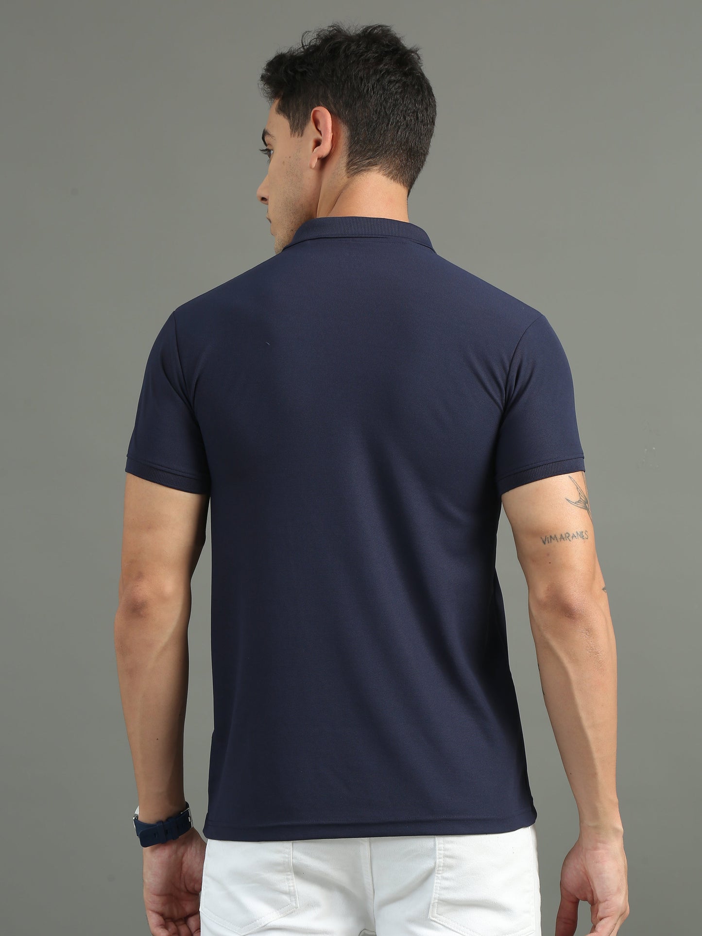 Mens Dryfit Space Navy Color Blocked Polo Tees TK716