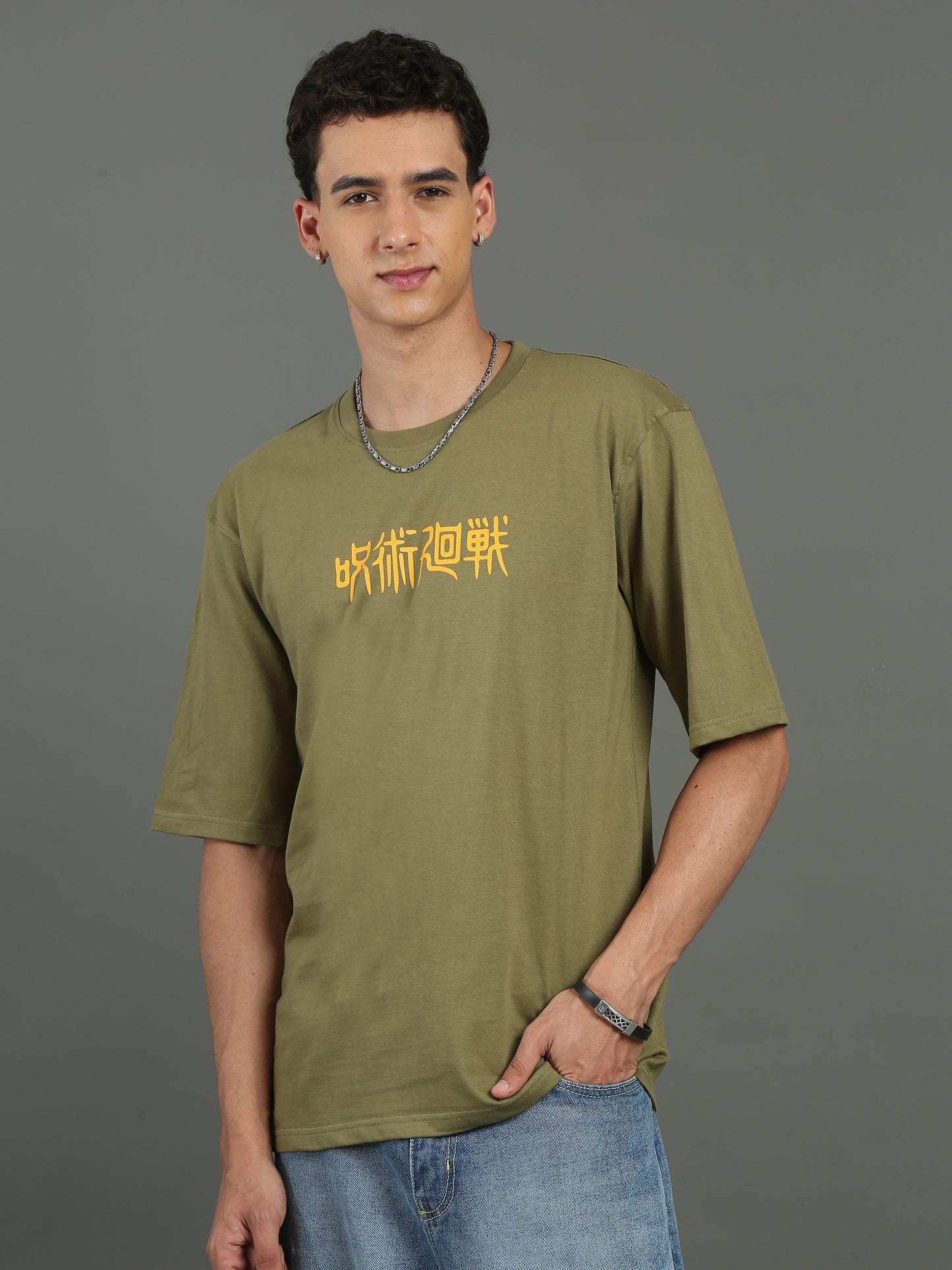 Mens Oversized Tees - Olive Green TK734