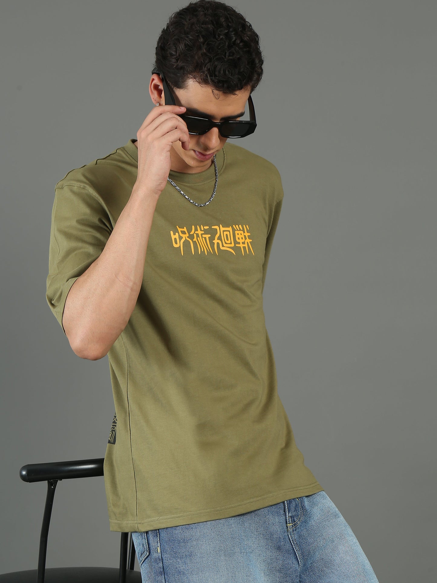 Mens Oversized Tees - Olive Green TK734