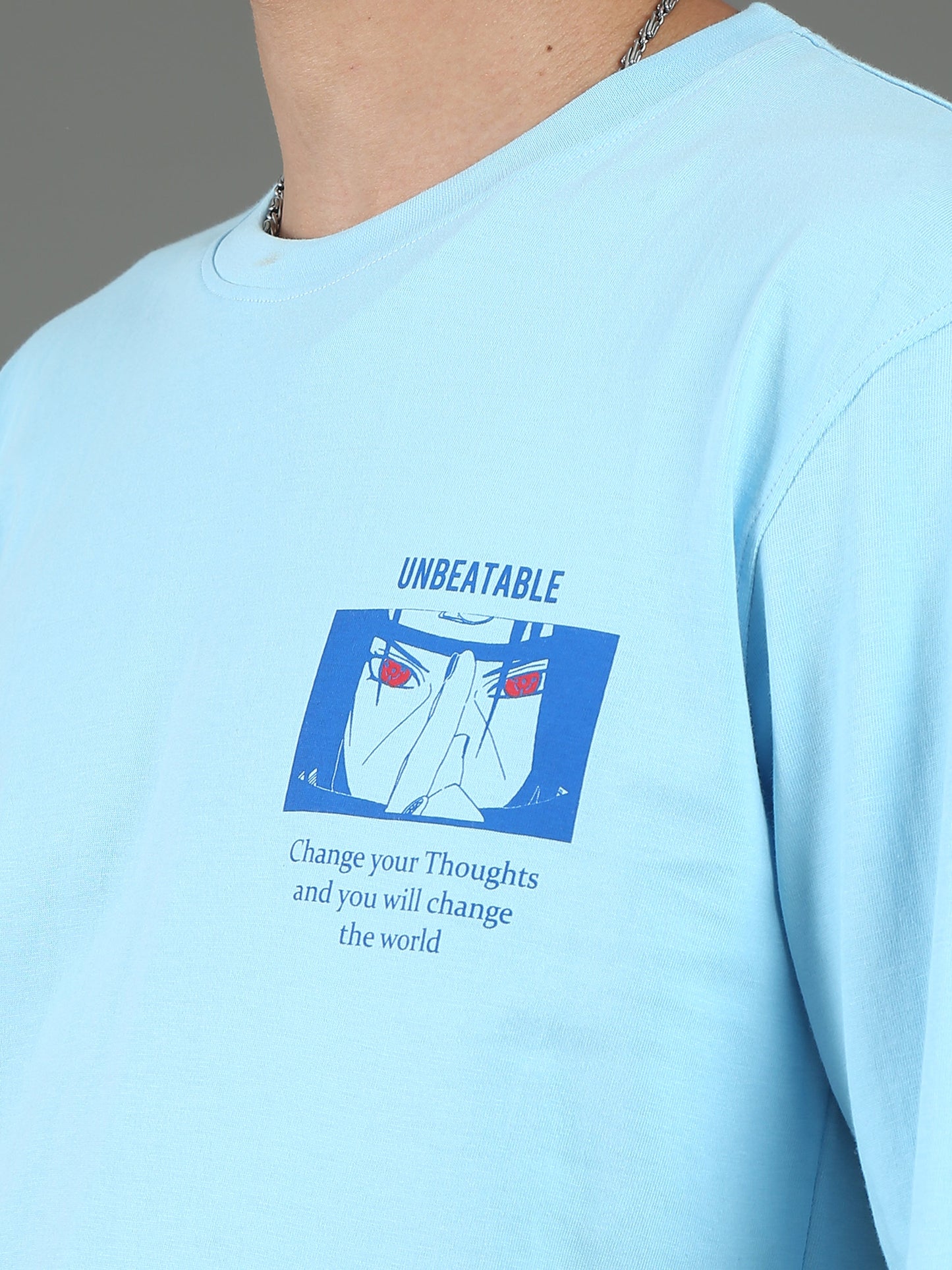 Mens Oversized Tees - Sky Blue TK734