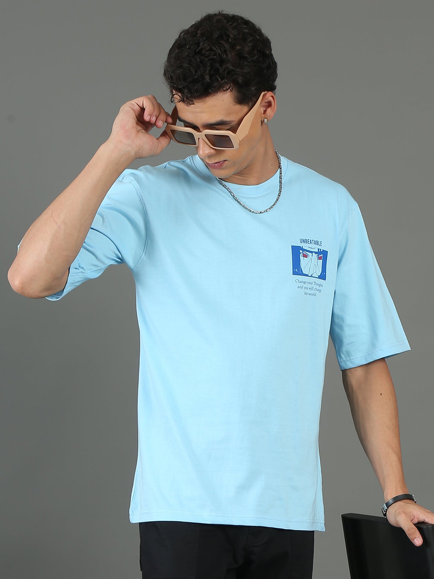 Mens Oversized Tees - Sky Blue TK734