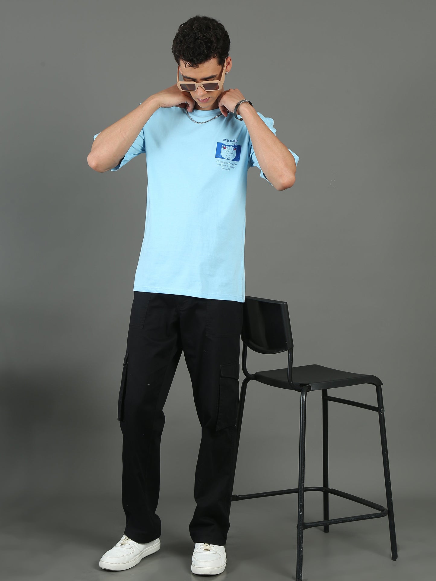 Mens Oversized Tees - Sky Blue TK734