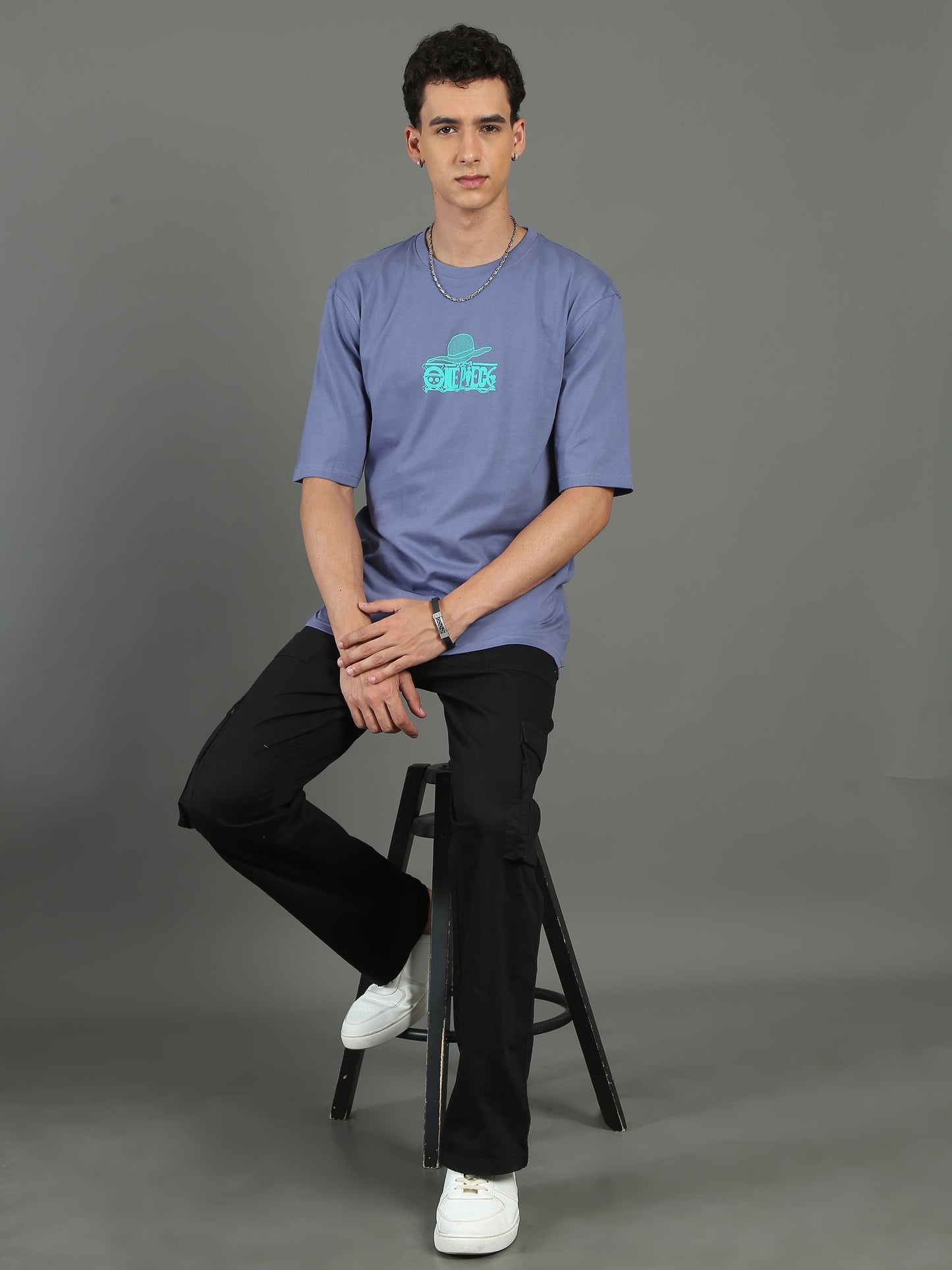 Mens Oversized Tees - Dusky Blue TK734