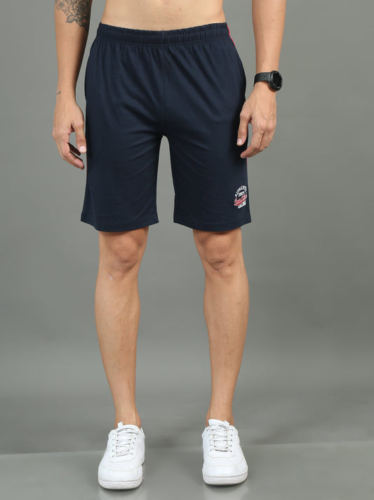 Mens Premium Navy Shorts With Logo Embroidery TK709