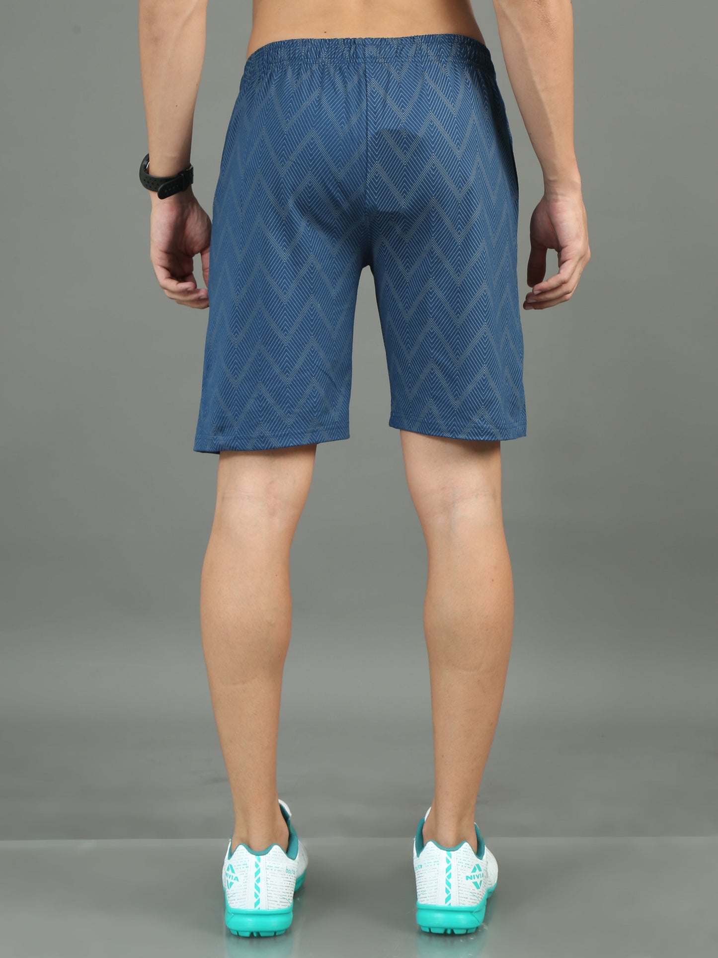 Mens Premium Cobalt Blue Shorts With Allover Print TK733