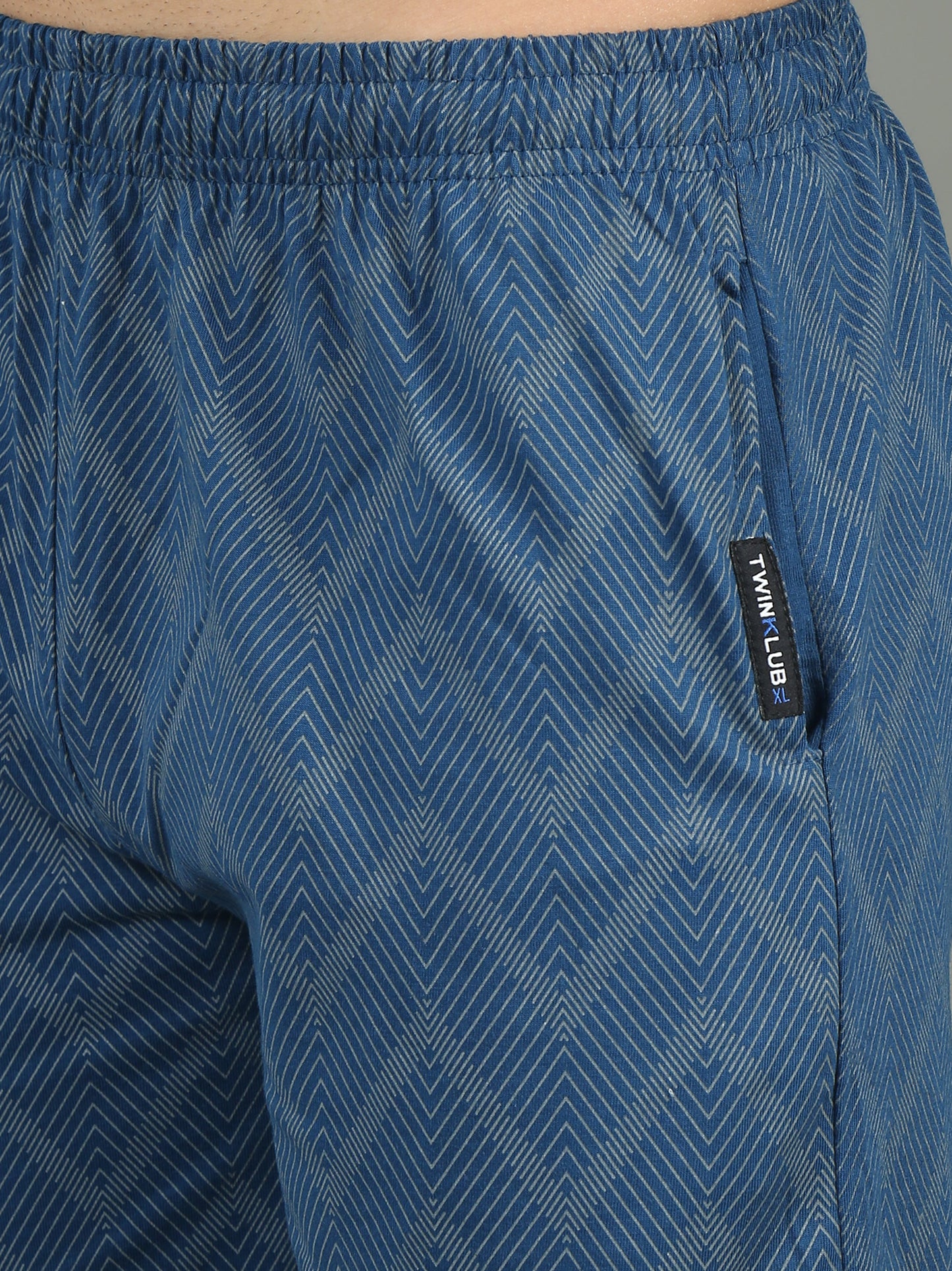 Mens Premium Cobalt Blue Shorts With Allover Print TK733