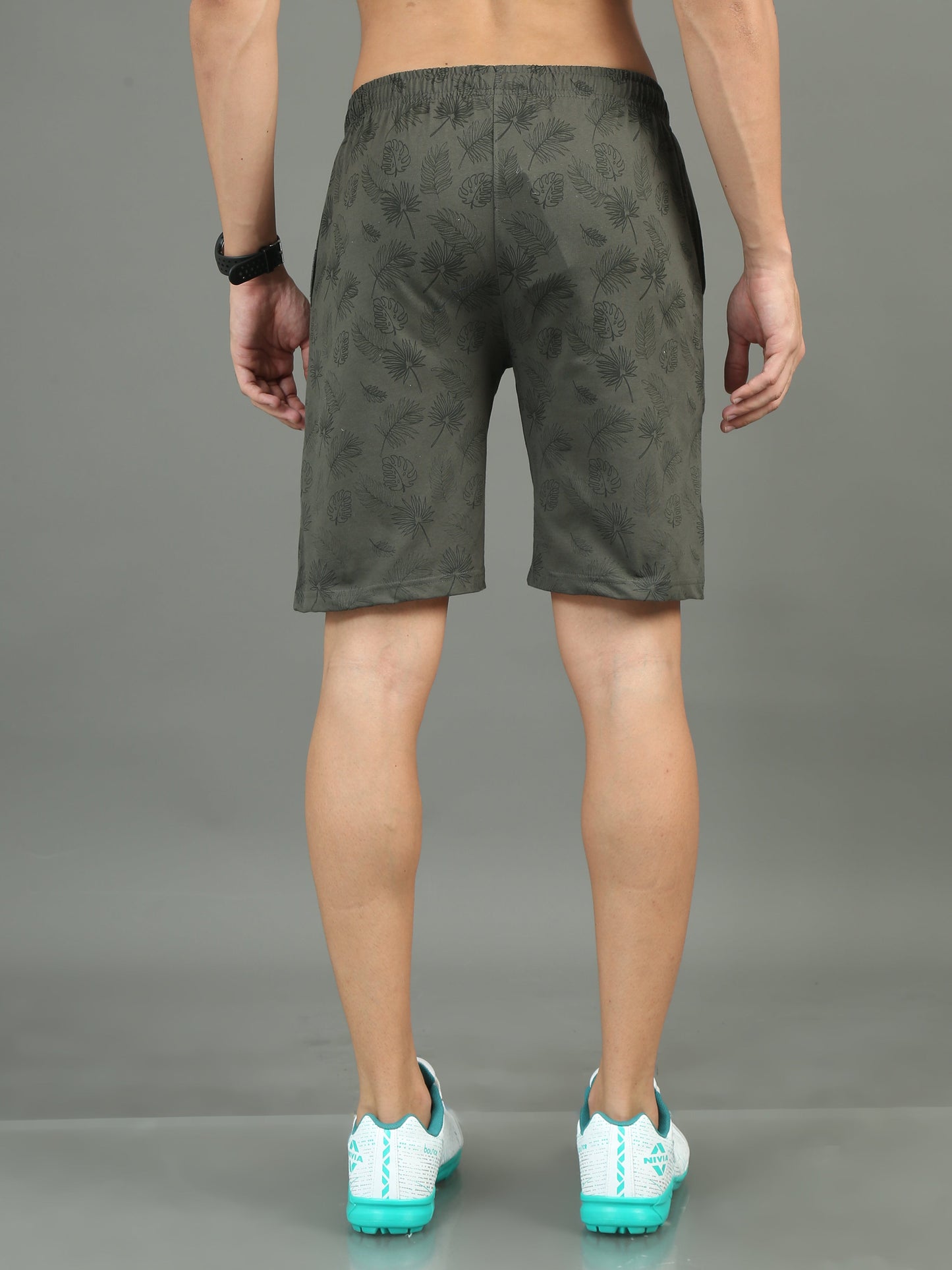 Mens Premium Olive Shorts With Allover Print TK733