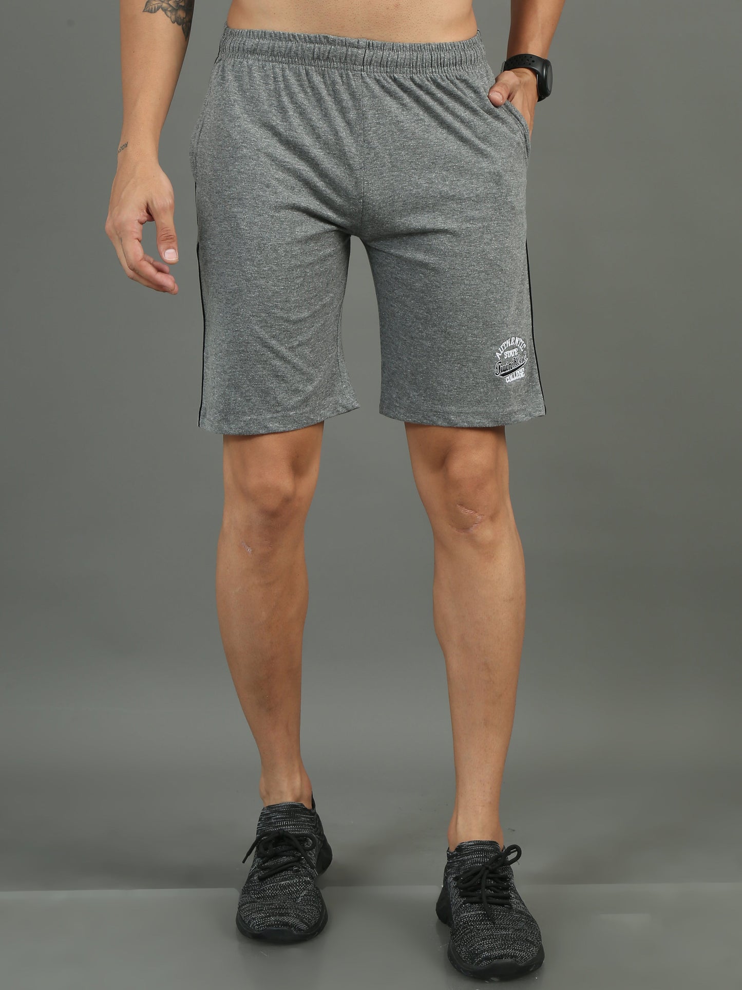 Mens Premium Grey Shorts With Logo Embroidery TK709