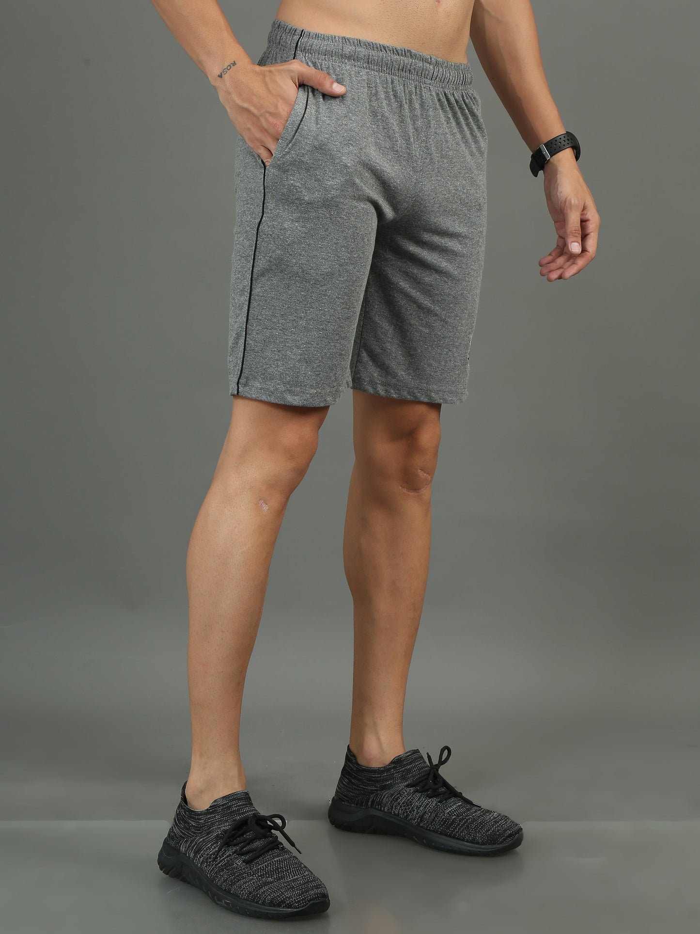 Mens Premium Grey Shorts With Logo Embroidery TK709