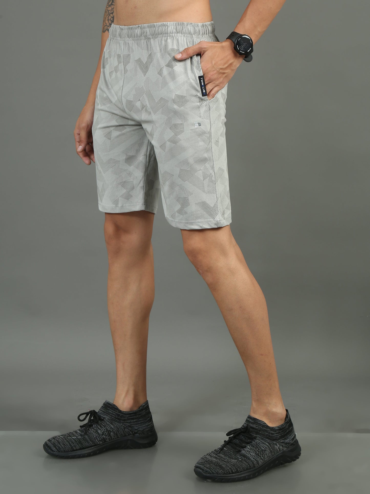 Mens Premium Silver Shorts With Allover Print TK733