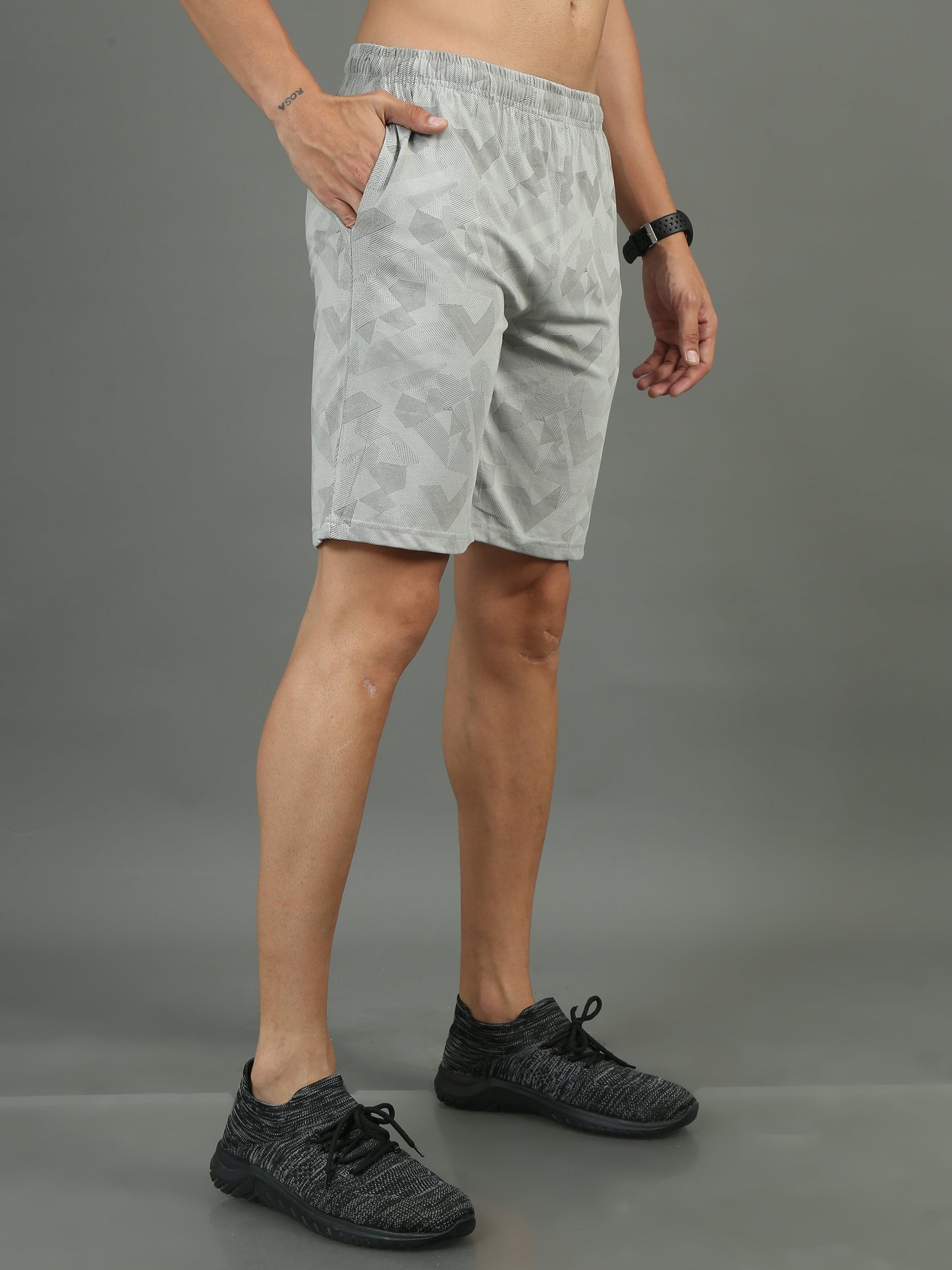 Mens Premium Silver Shorts With Allover Print TK733