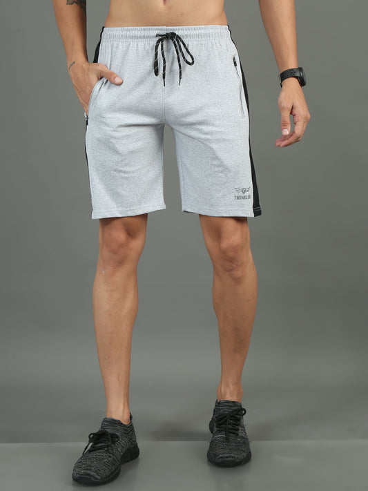 Mens Premium Grey Shorts With Side Cut And Zip Pockets TK711