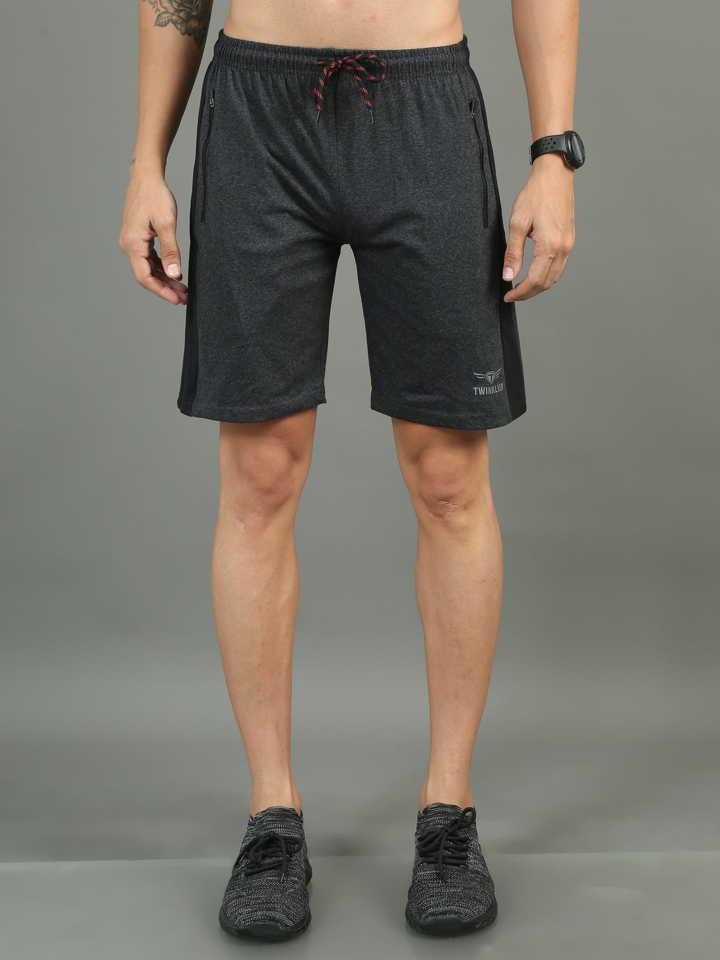 Mens Premium Charcol Shorts With Side Cut And Zip Pockets TK711