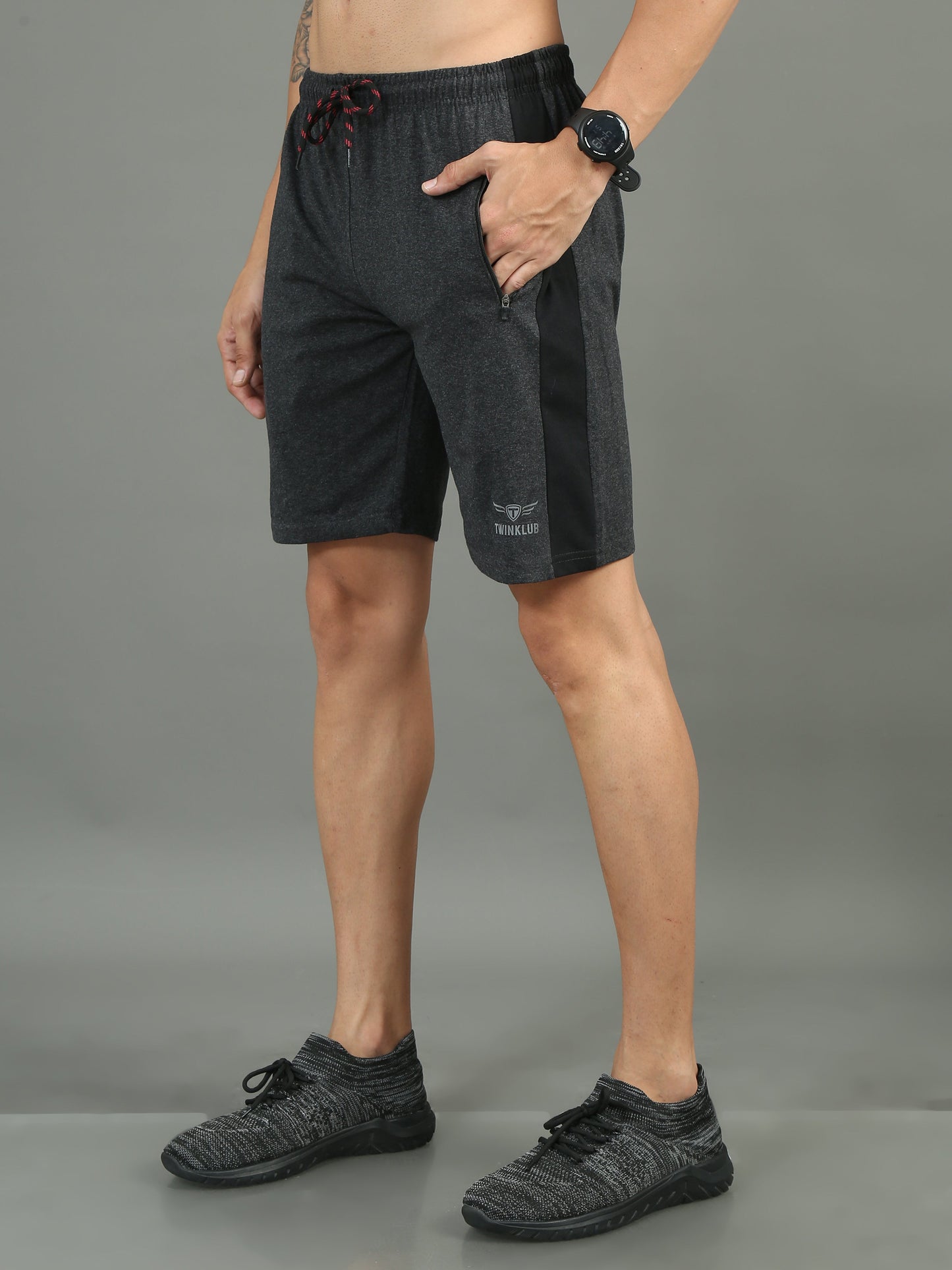 Mens Premium Charcol Shorts With Side Cut And Zip Pockets TK711