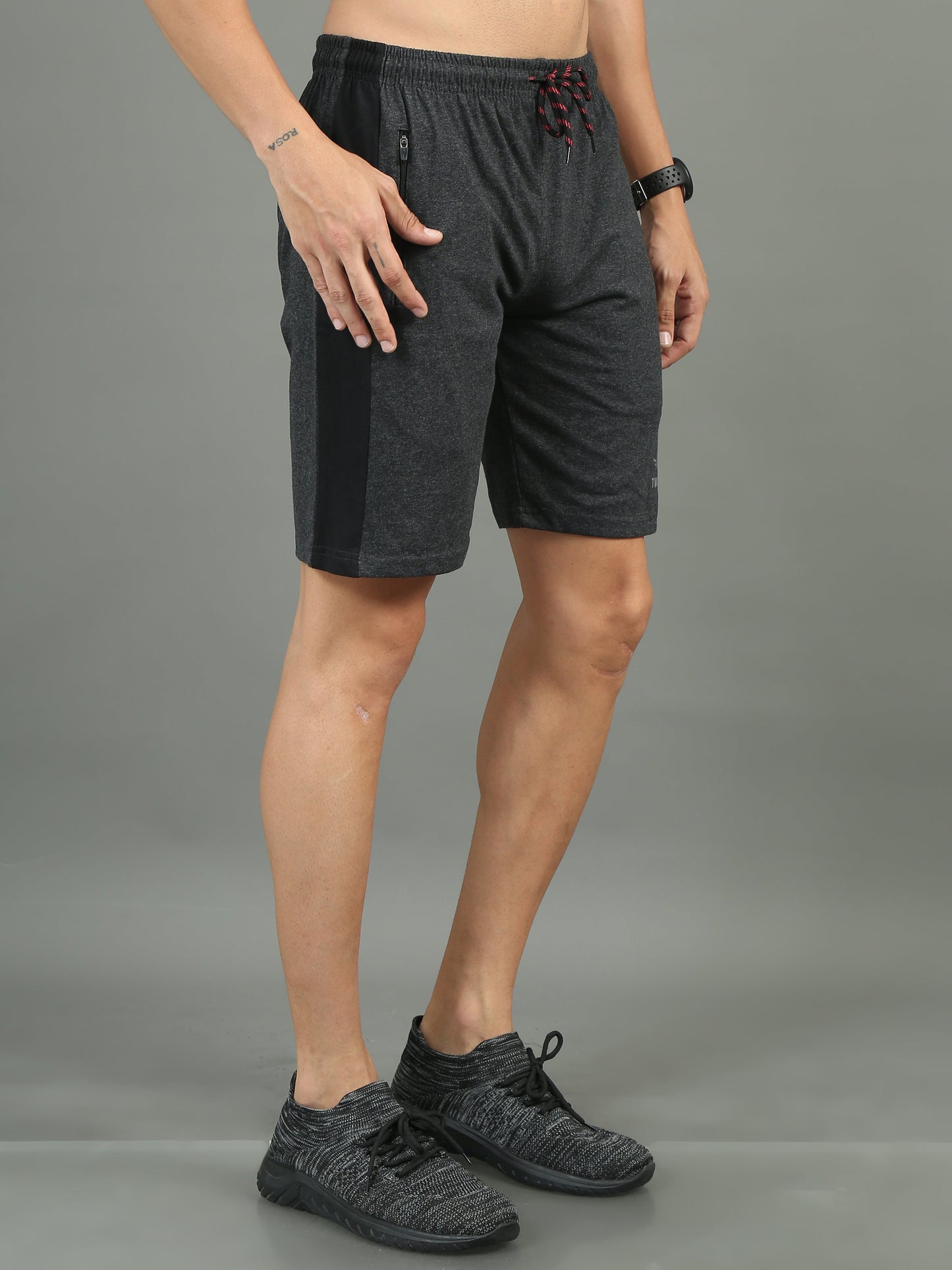 Mens Premium Charcol Shorts With Side Cut And Zip Pockets TK711