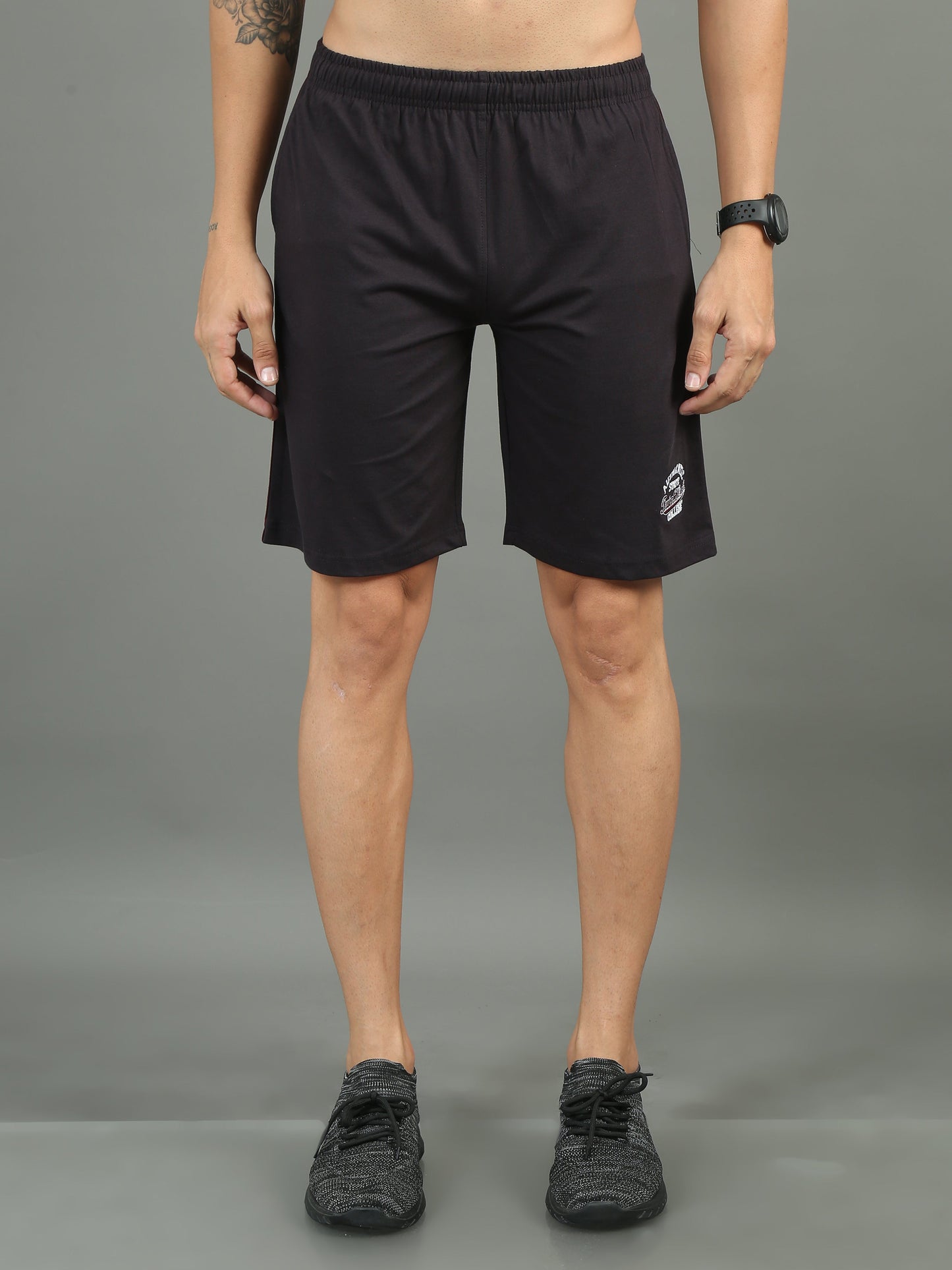 Mens Premium Charcoal Shorts With Logo Embroidery TK709