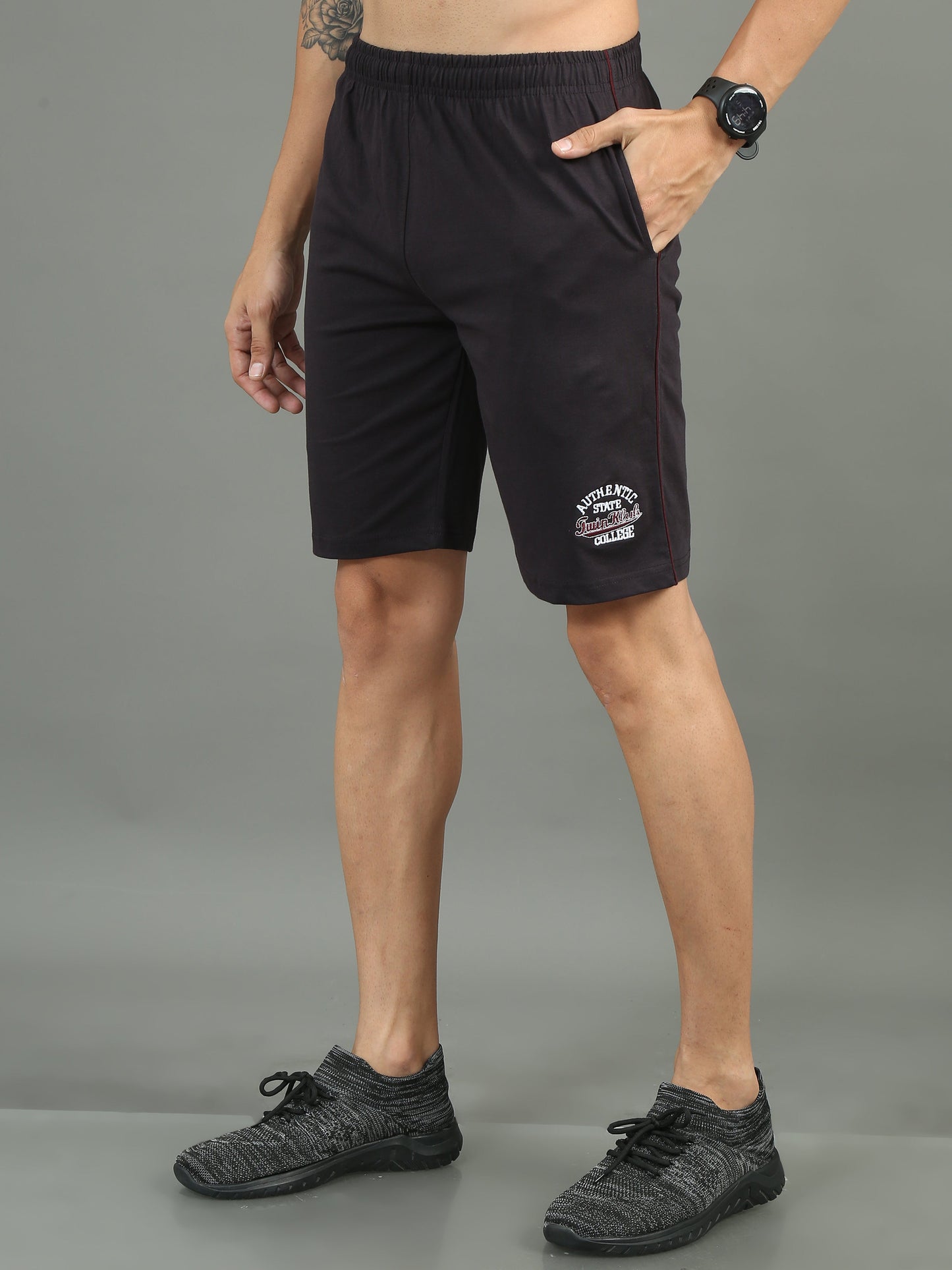 Mens Premium Charcoal Shorts With Logo Embroidery TK709