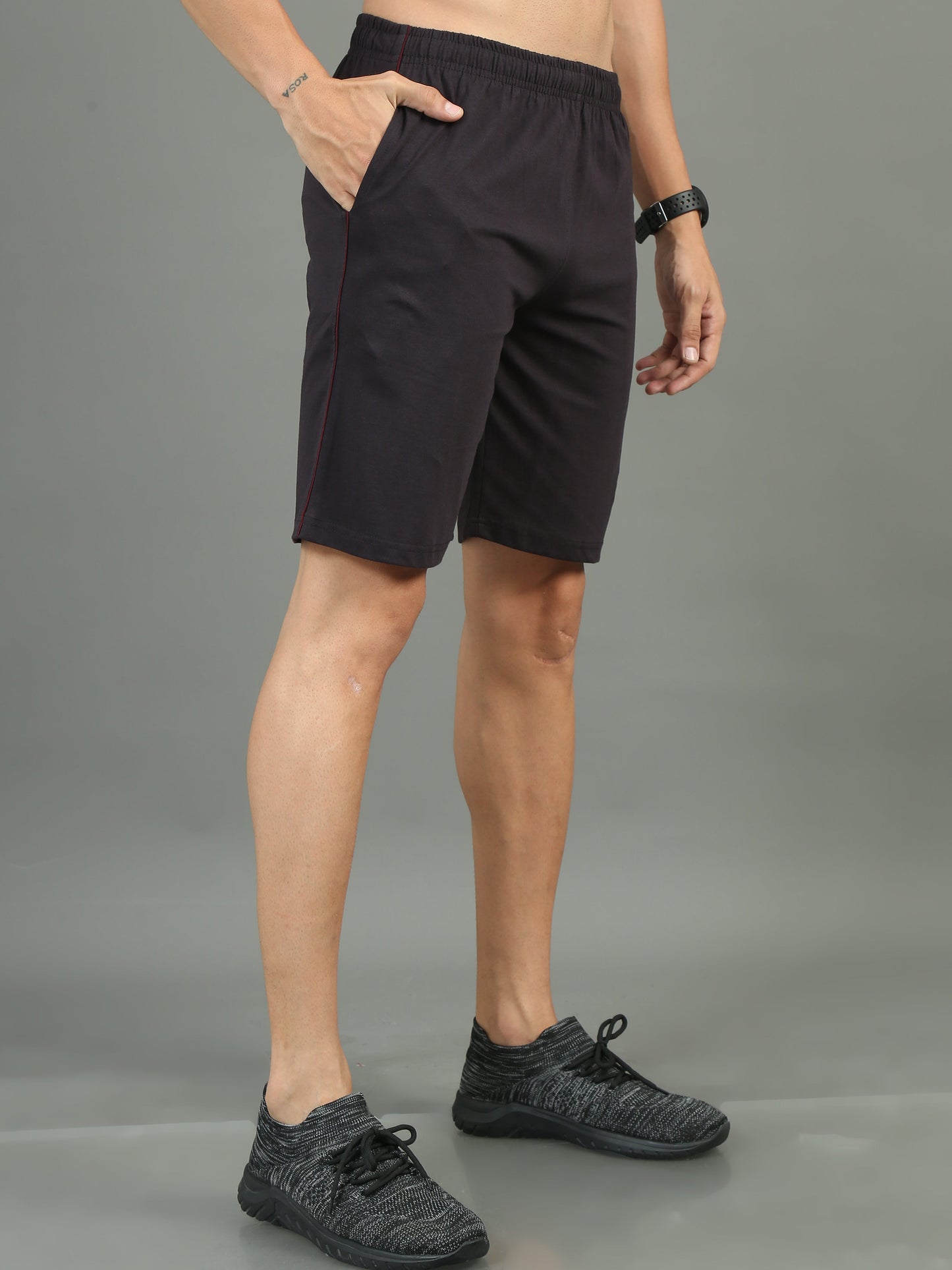 Mens Premium Charcoal Shorts With Logo Embroidery TK709