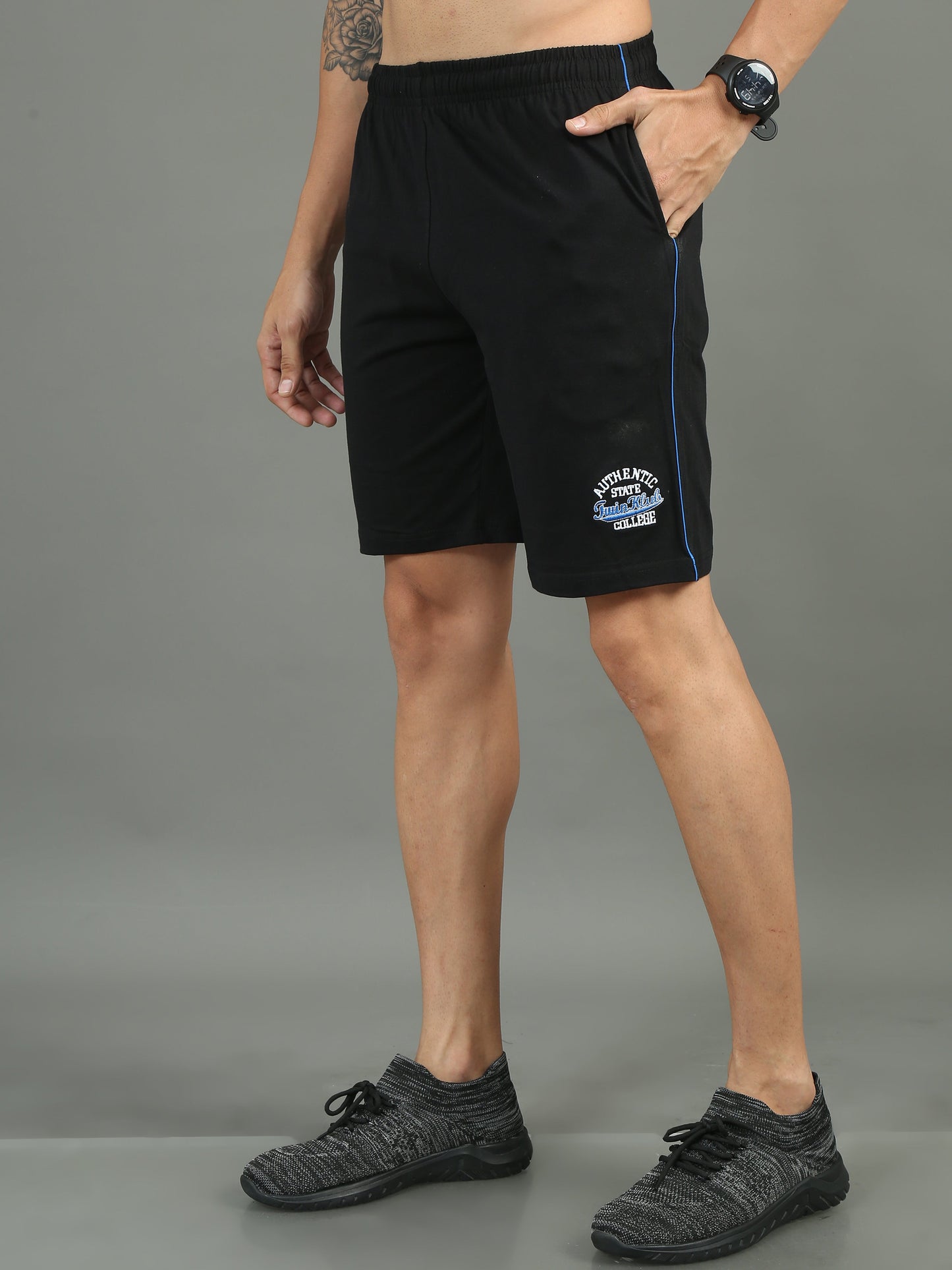 Mens Premium Black Shorts With Logo Embroidery TK709