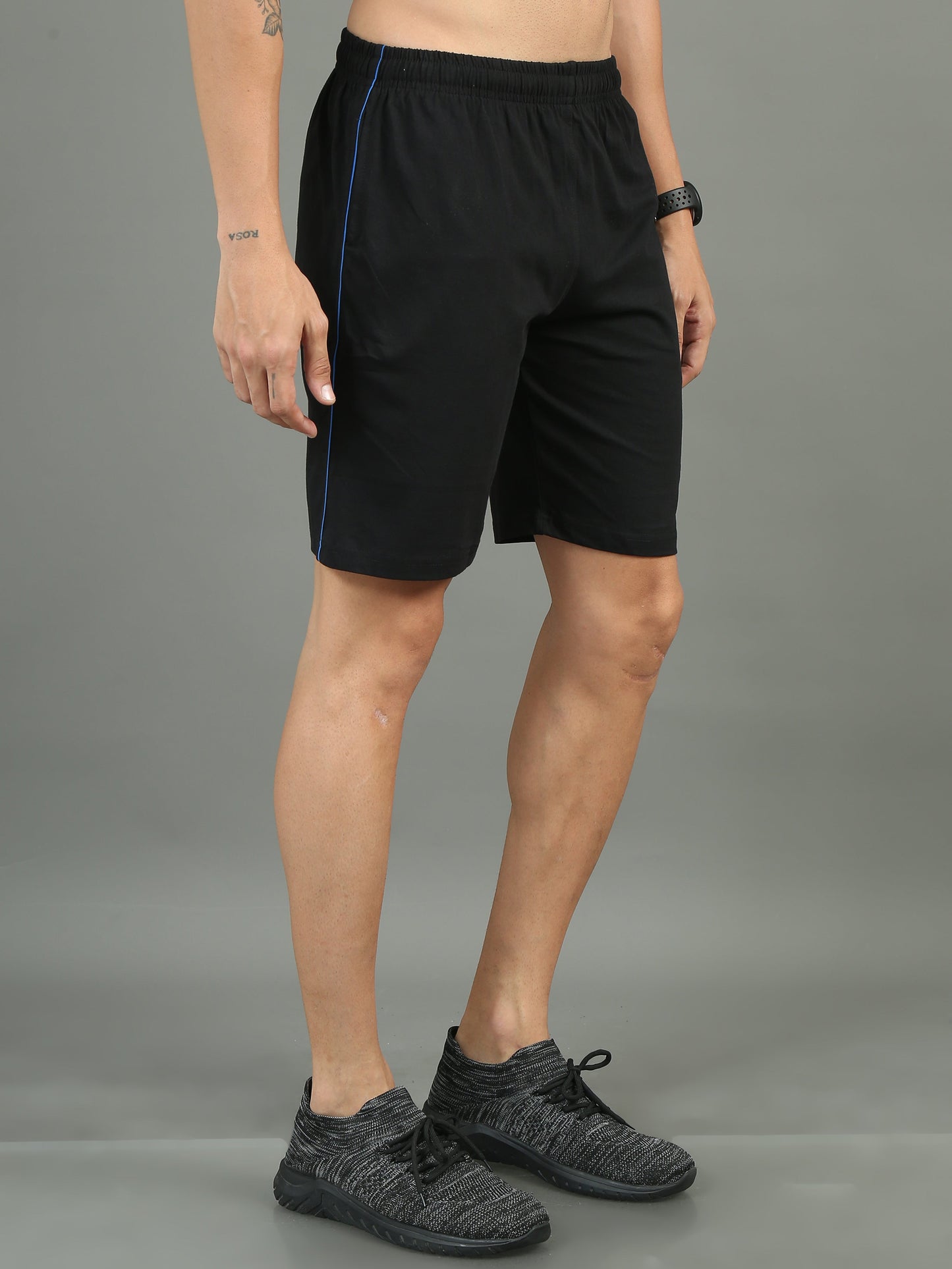 Mens Premium Black Shorts With Logo Embroidery TK709