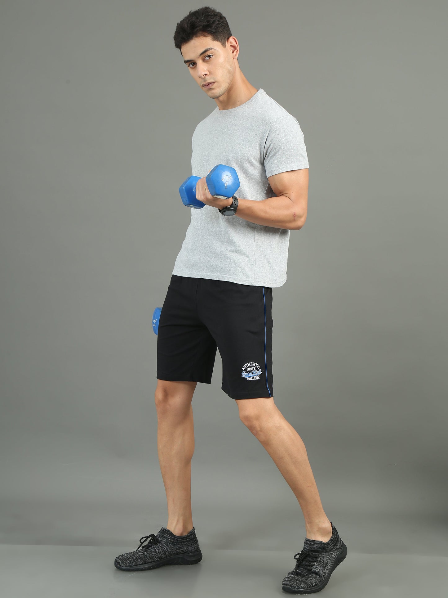 Mens Premium Black Shorts With Logo Embroidery TK709