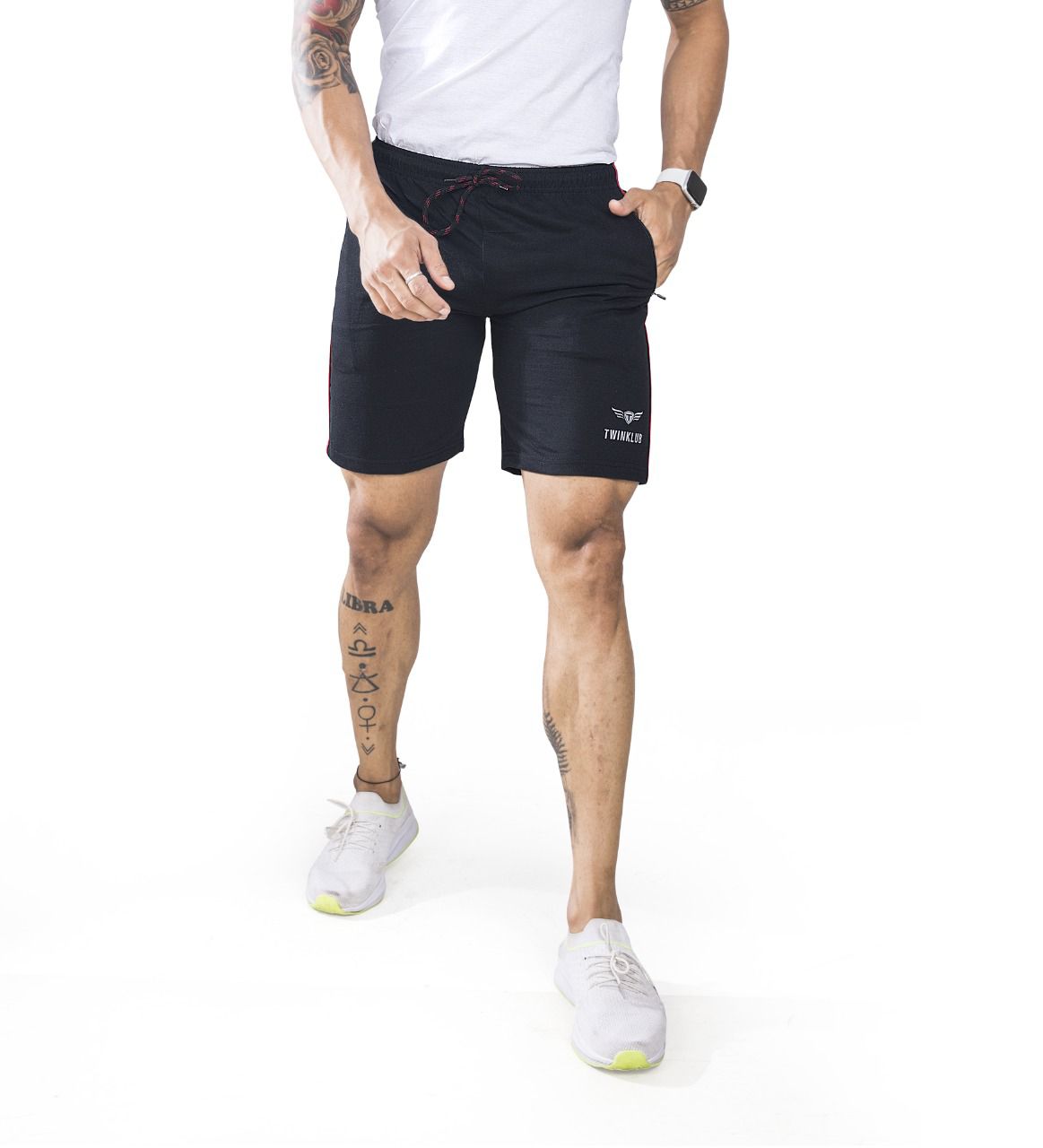 Mens Premium Black Shorts With Zip Pockets TK703