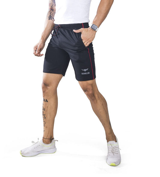 Mens Premium Black Shorts With Zip Pockets TK703