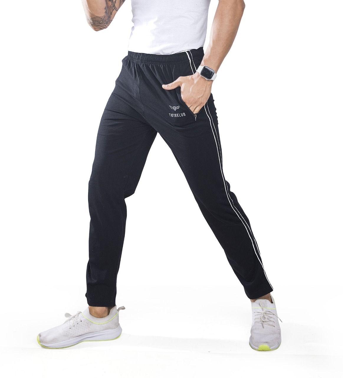 Premium  Black Track Pant With side zip pockets TK705