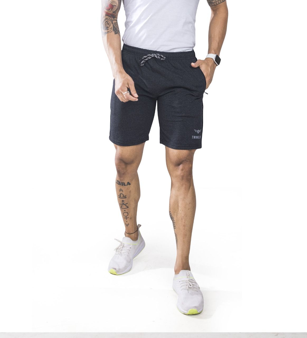 Mens Premium Black Shorts With Zip Pockets TK703