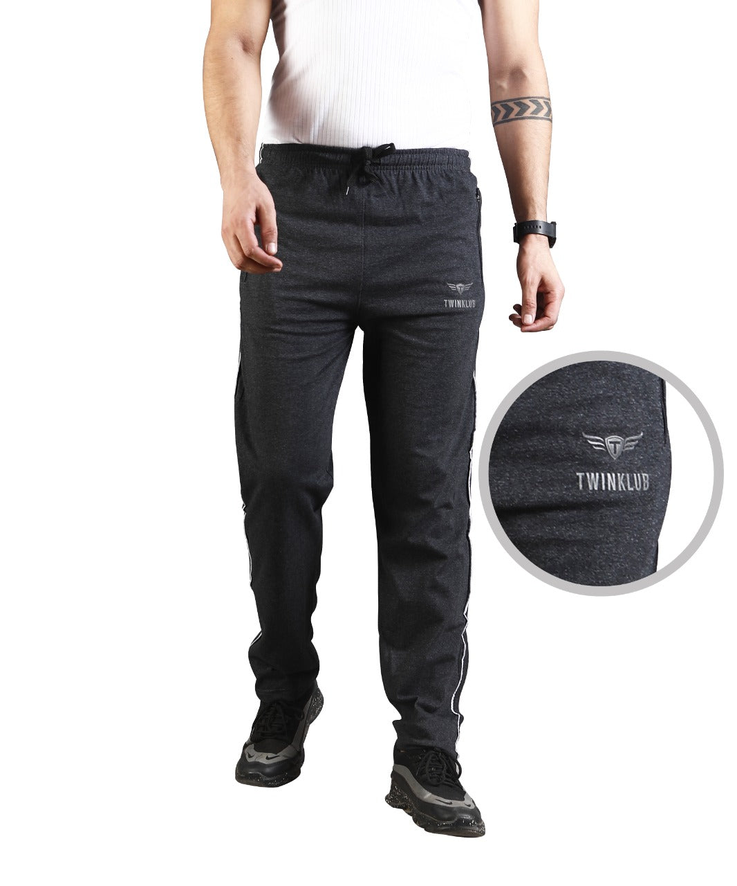 Premium  Charcoal Track Pant With side zip pockets TK705